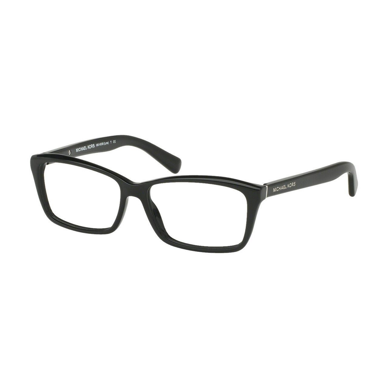 Michael Kors MK 4038-3177 Lyra Black Rectangular Women's Acetate Eyeglasses showcasing a stylish black frame and rectangular lenses.