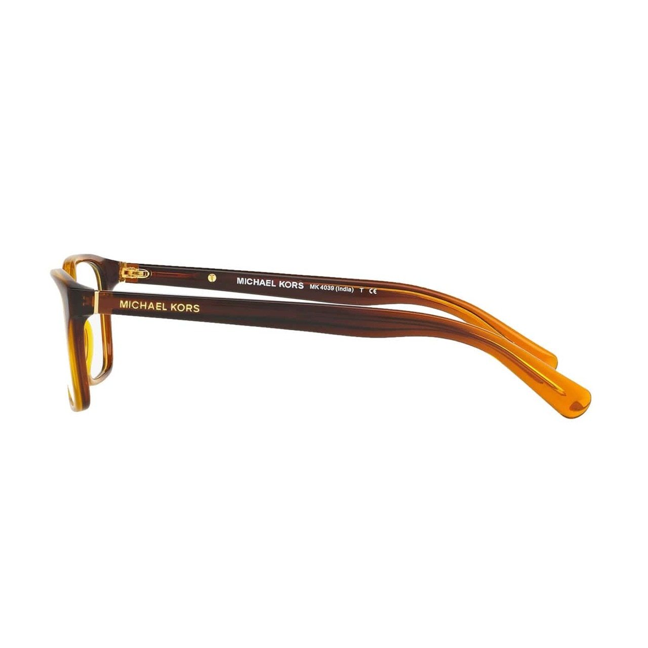 Michael Kors MK 4039-3218 Lyra Amber Gradient Rectangular Women's Acetate Eyeglasses showcasing elegant design and amber gradient color.