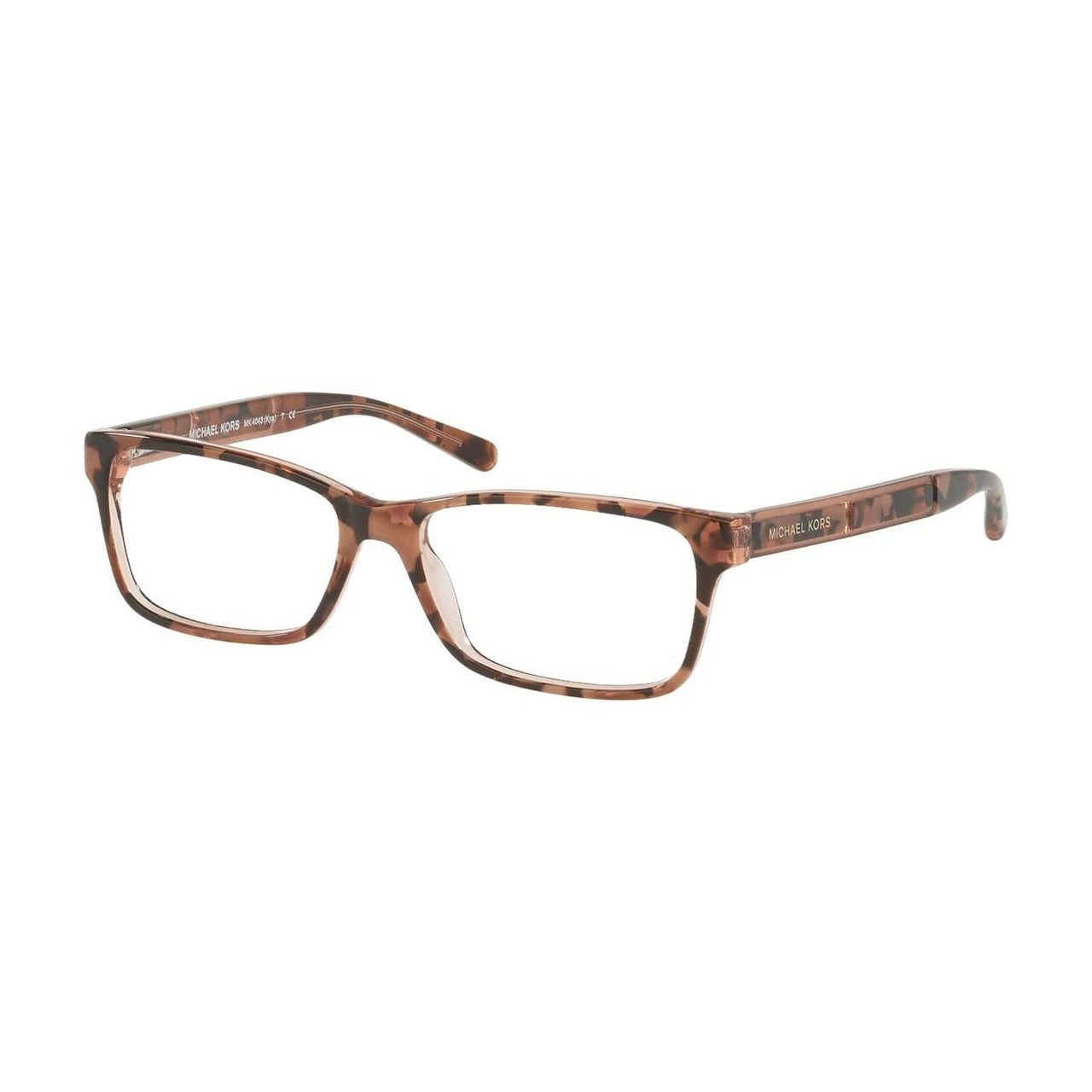 Michael Kors MK 4043-3251 Kya Pink Tortoise Graphic Rectangular Women's Eyeglasses showcasing a stylish pink tortoise pattern.