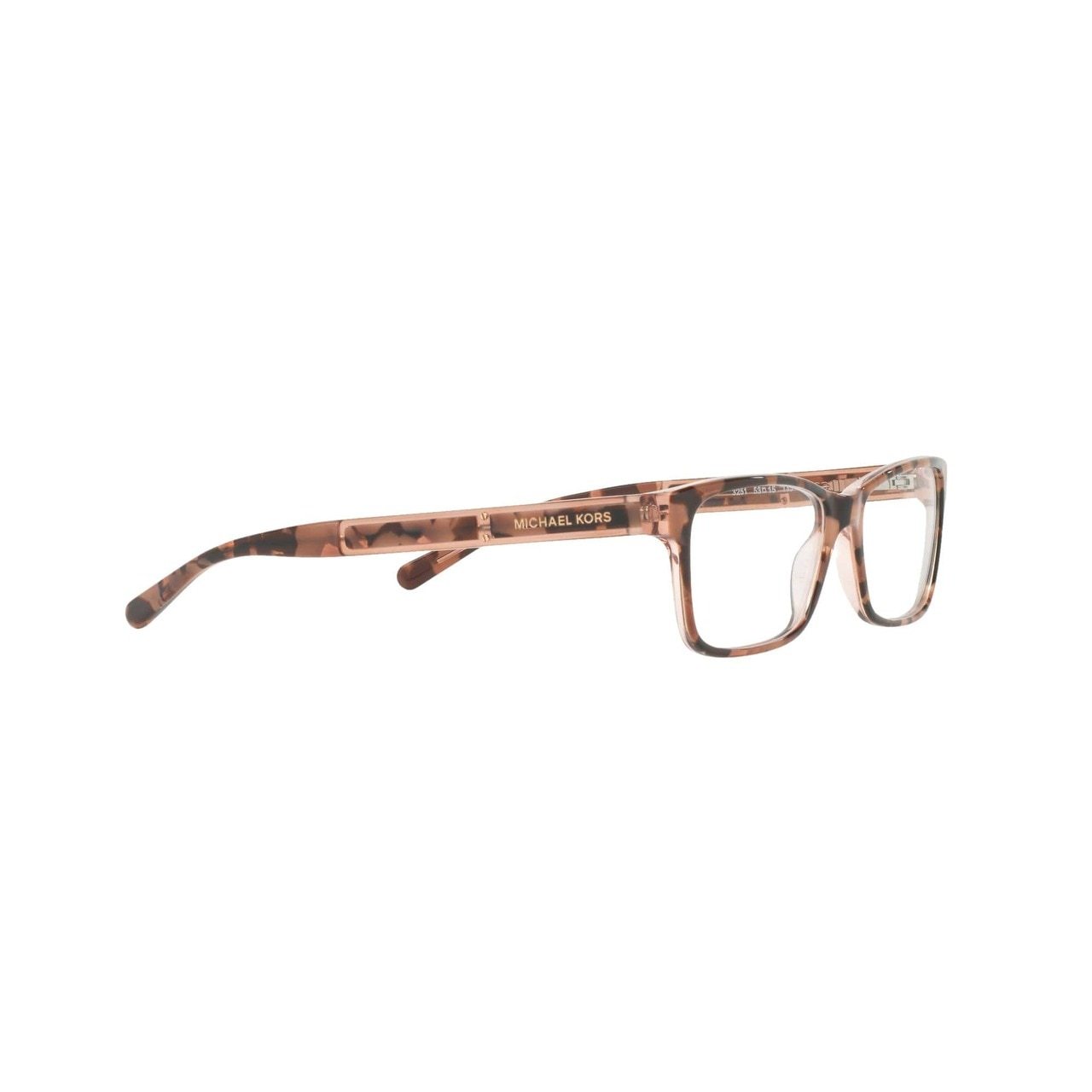 Michael Kors MK 4043-3251 Kya Pink Tortoise Graphic Rectangular Women's Eyeglasses showcasing a stylish pink tortoise pattern.