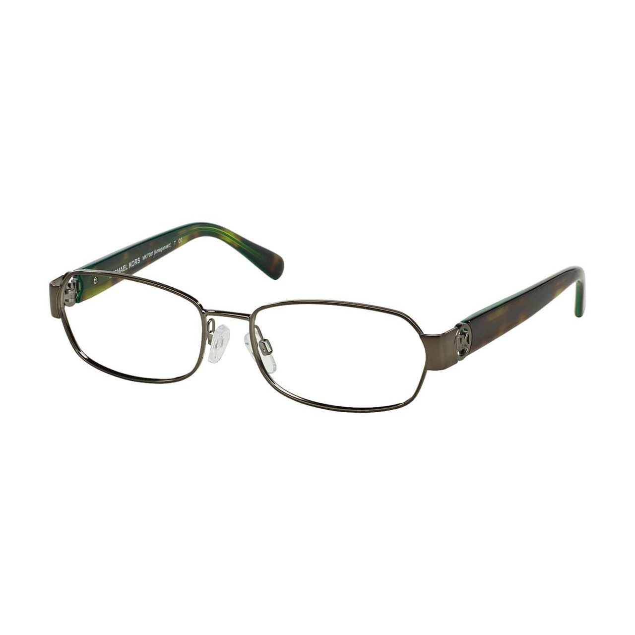 Michael Kors MK 7001-1002 Amagansett Gunmetal Rectangular Women's Metal Eyeglasses with a stylish full-rim design.