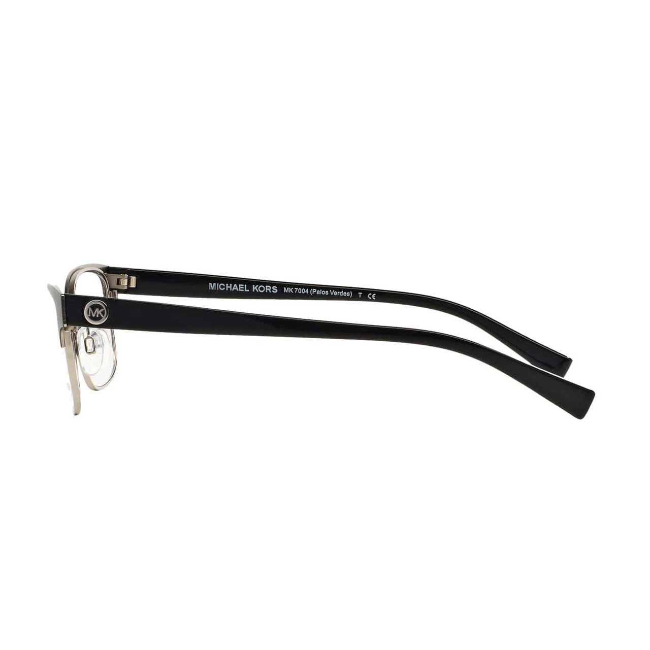 Michael Kors MK 7004-1031 Palos Verdes eyeglasses featuring a black shiny silver rectangular metal frame, designed for women.