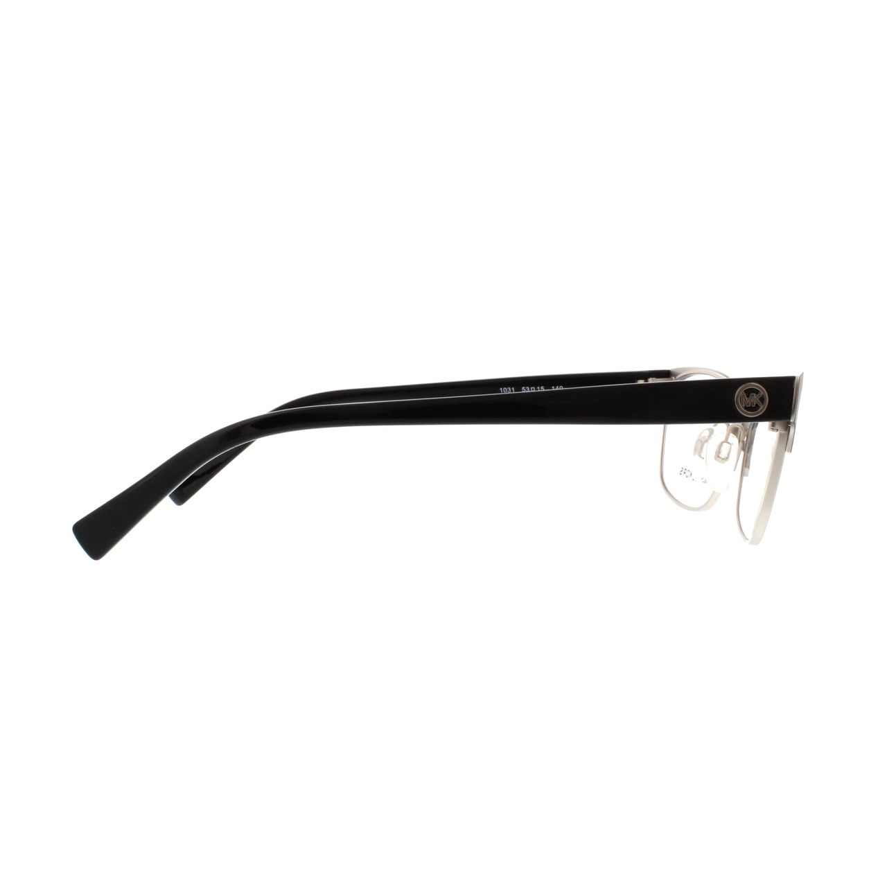 Michael Kors MK 7004-1031 Palos Verdes eyeglasses featuring a black shiny silver rectangular metal frame, designed for women.