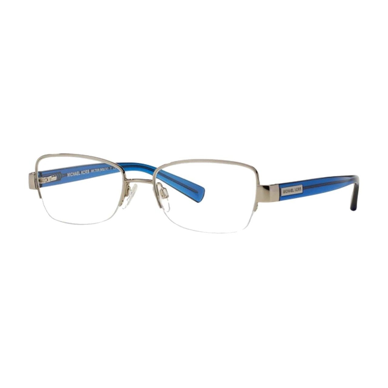 Michael Kors MK 7008-1079 Mitzi IV Silver Rectangular Women's Metal Eyeglasses showcasing a sleek silver frame and rectangular lenses.