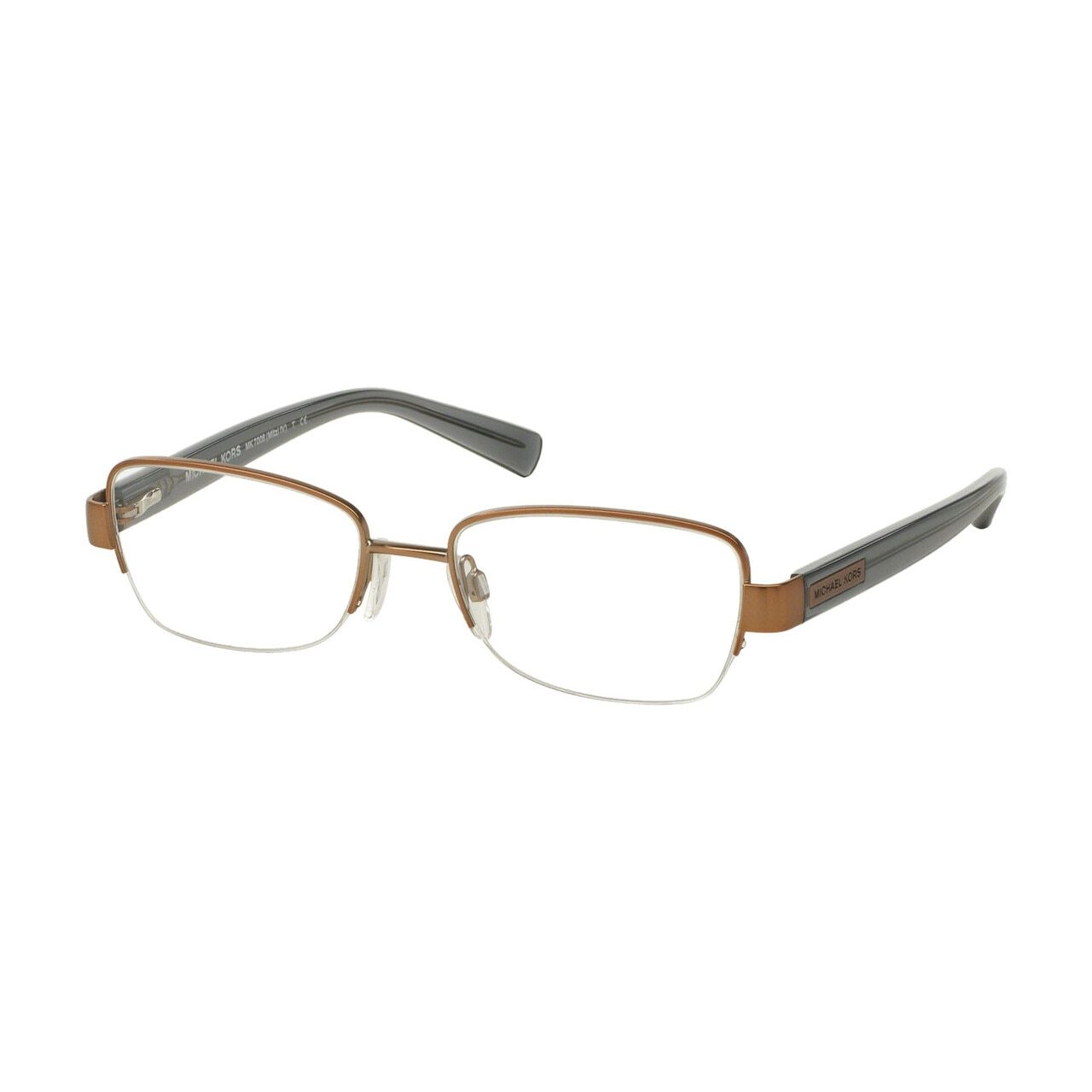 Michael Kors MK 7008-1081 Mitzi IV Sable Rectangular Women's Metal Eyeglasses showcasing a sleek half-rim design in a sable color.