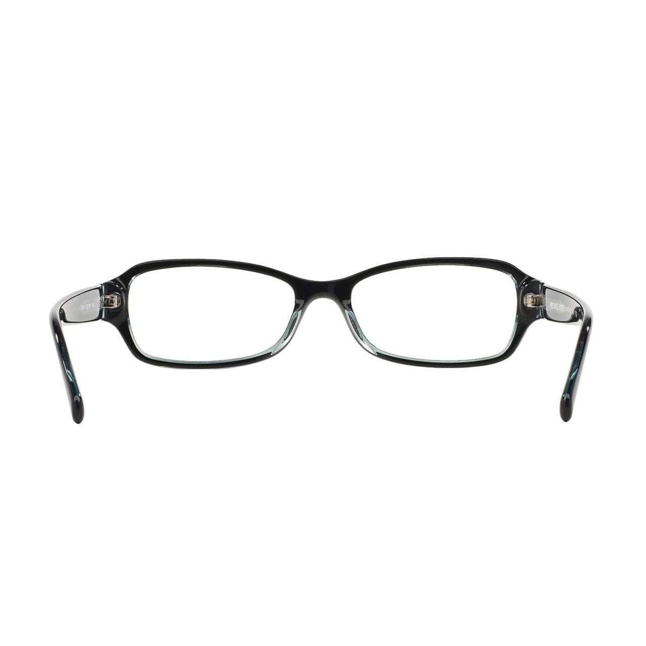 Michael Kors MK 8002-3001 Anguilla Black Blue Rectangular Women's Acetate Eyeglasses displayed elegantly.