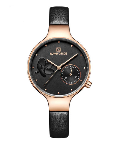 A stylish Multifunctional Quartz Leather Band Watch for Women featuring a round dial, leather strap, and available in multiple colors.