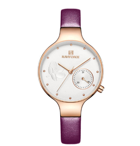 A stylish Multifunctional Quartz Leather Band Watch for Women featuring a round dial, leather strap, and available in multiple colors.