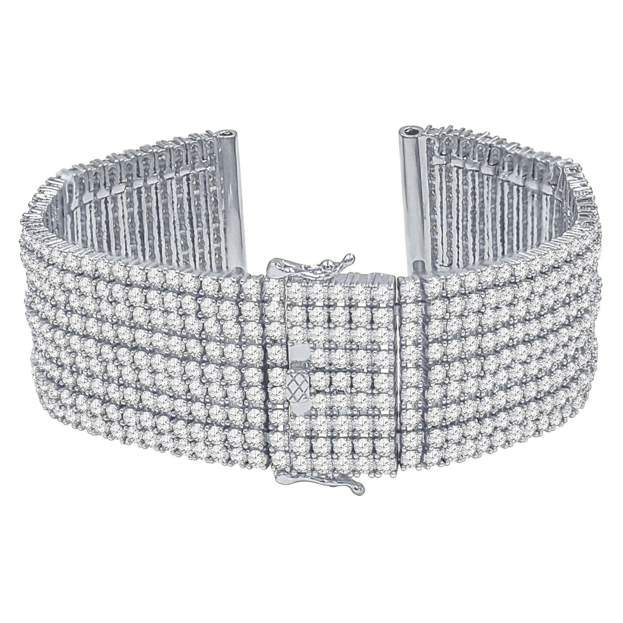 Nine Row 1.5mm Cubic Zirconia CZ Watch Band in five colors, showcasing sparkling stones and elegant design.