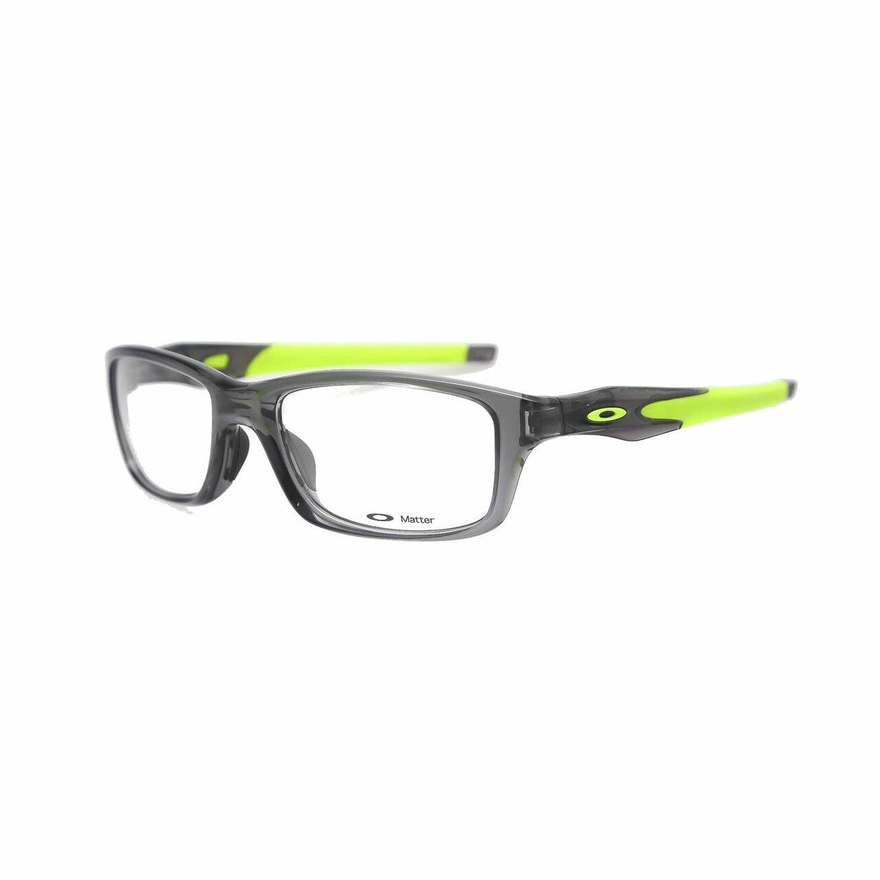 Oakley OX8030-0255 Crosslink 55 Grey Smoke Rectangular Men's Plastic Eyeglasses displayed with a stylish case.