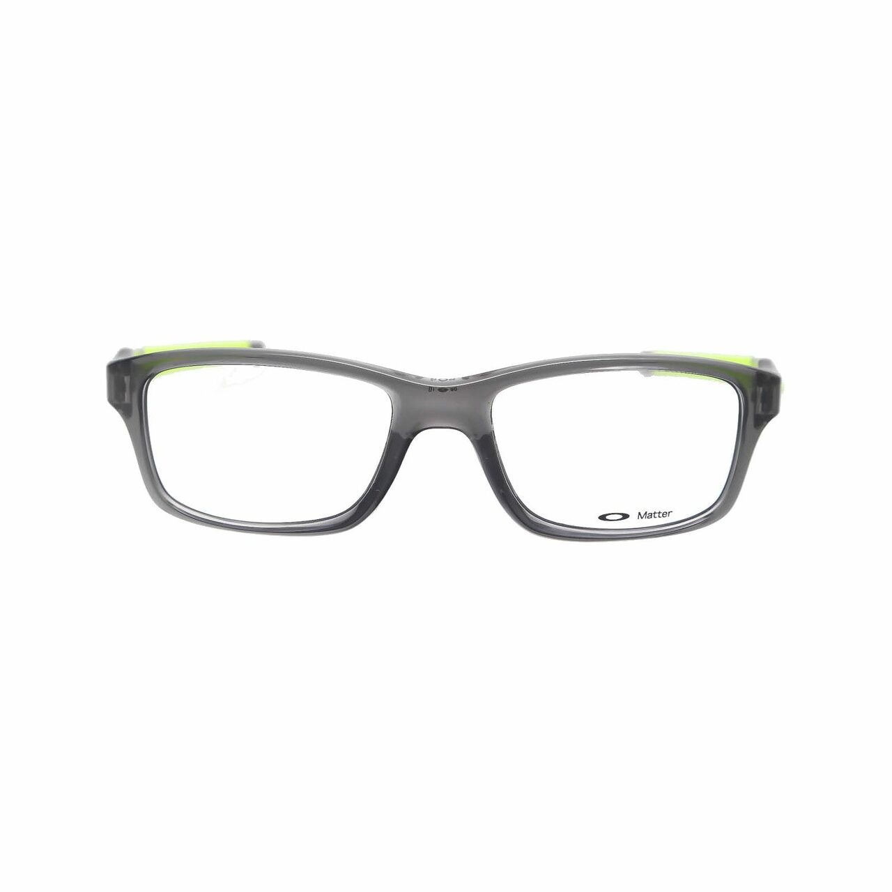 Oakley OX8030-0255 Crosslink 55 Grey Smoke Rectangular Men's Plastic Eyeglasses displayed with a stylish case.