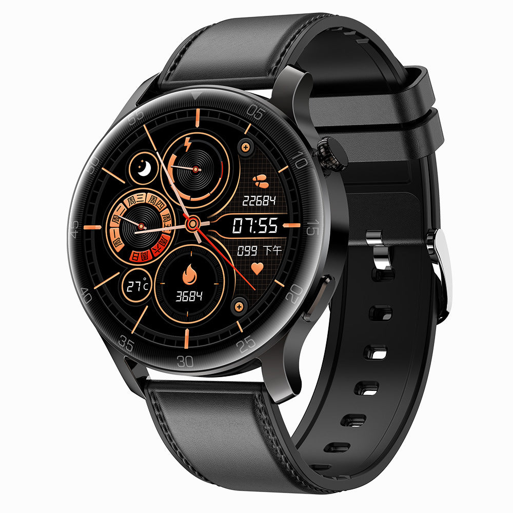 Oxygen Blood Pressure Heart Rate Monitoring Smart Watch with a sleek design and 1.28-inch IPS screen, suitable for men and women.