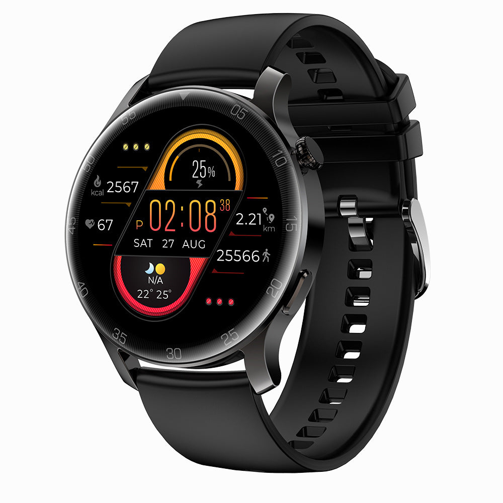 Oxygen Blood Pressure Heart Rate Monitoring Smart Watch with a sleek design and 1.28-inch IPS screen, suitable for men and women.