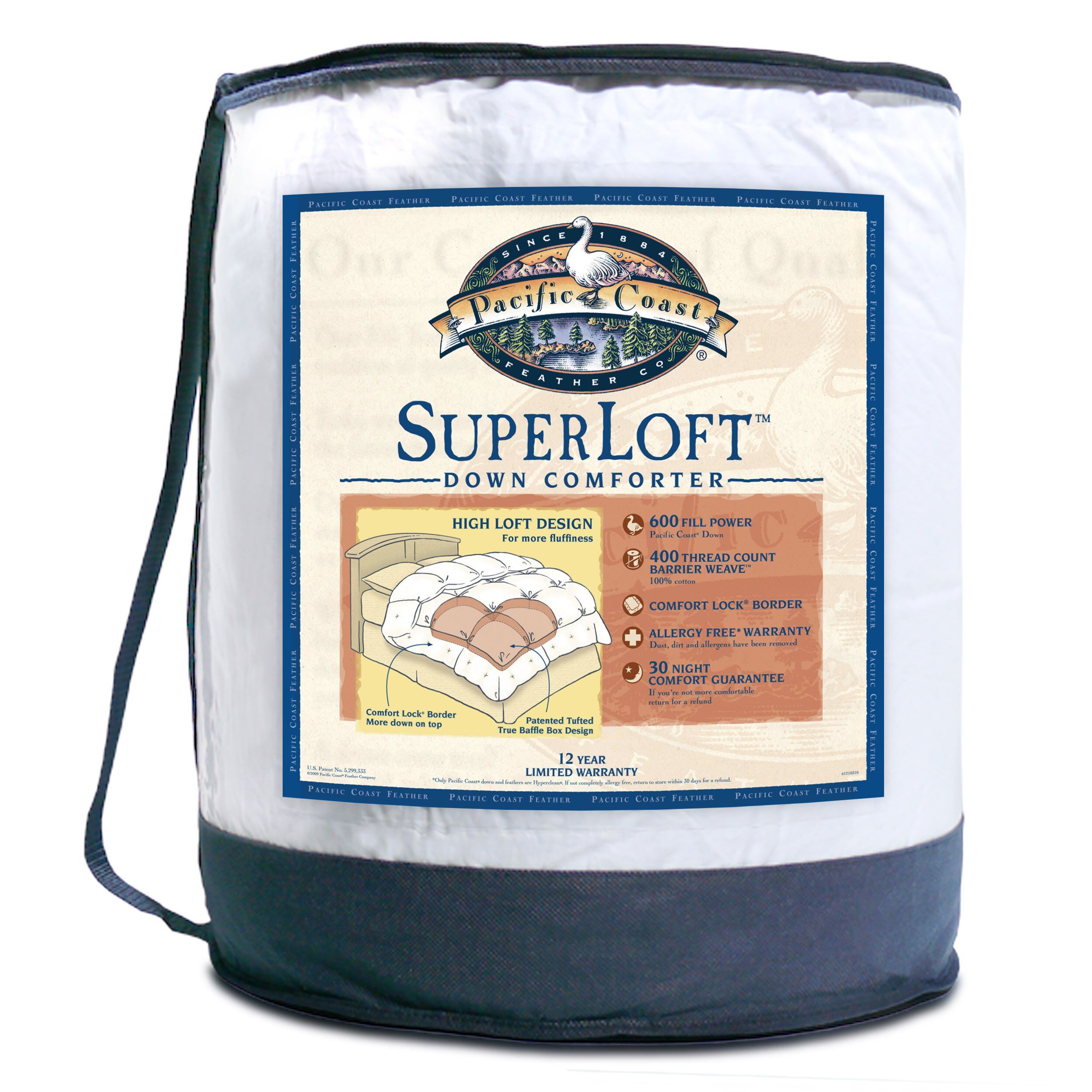 Pacific Coast SuperLoft down comforter.