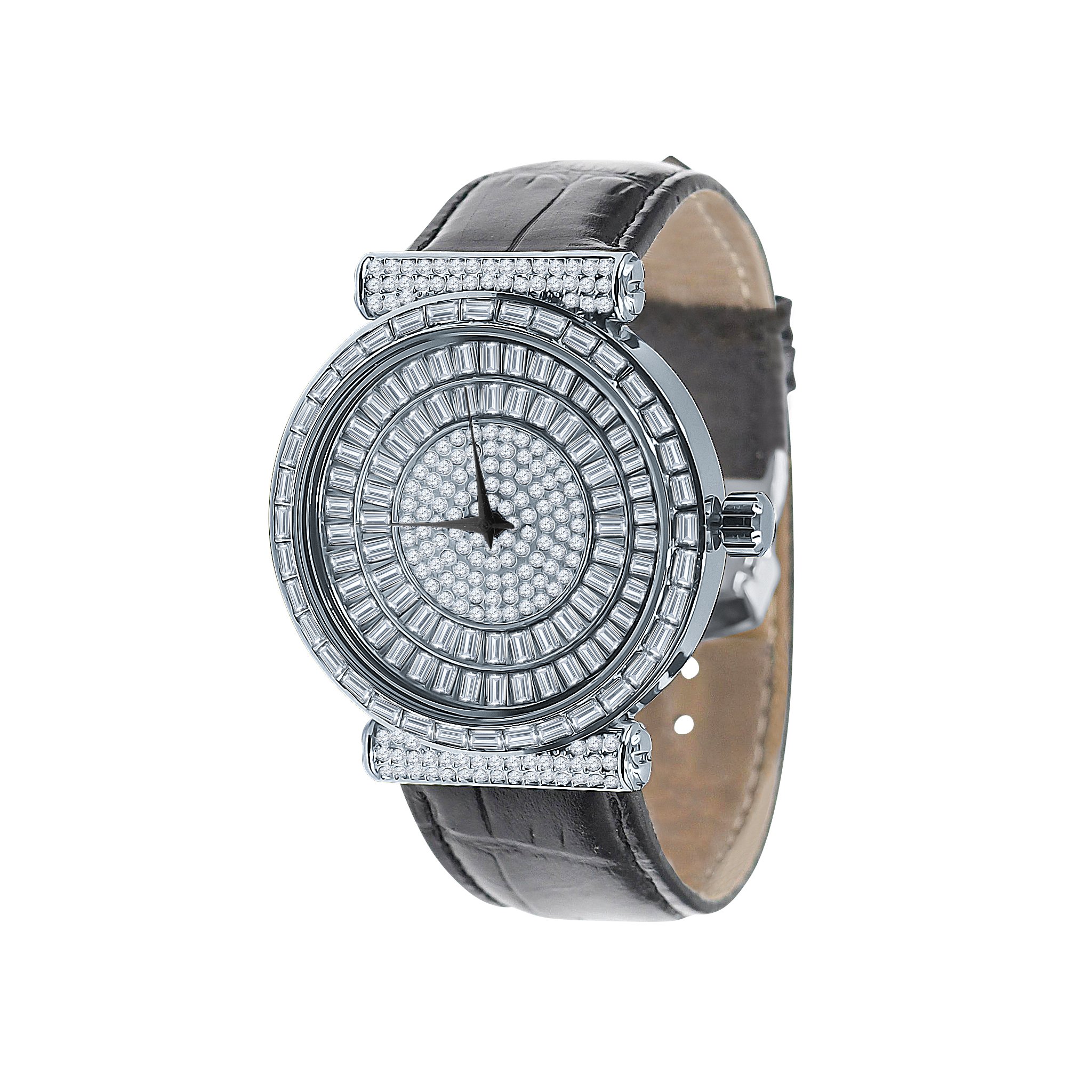 Palatial Bling Leather Watch featuring golden and silver stones with a stylish leather band, showcasing elegance and luxury.