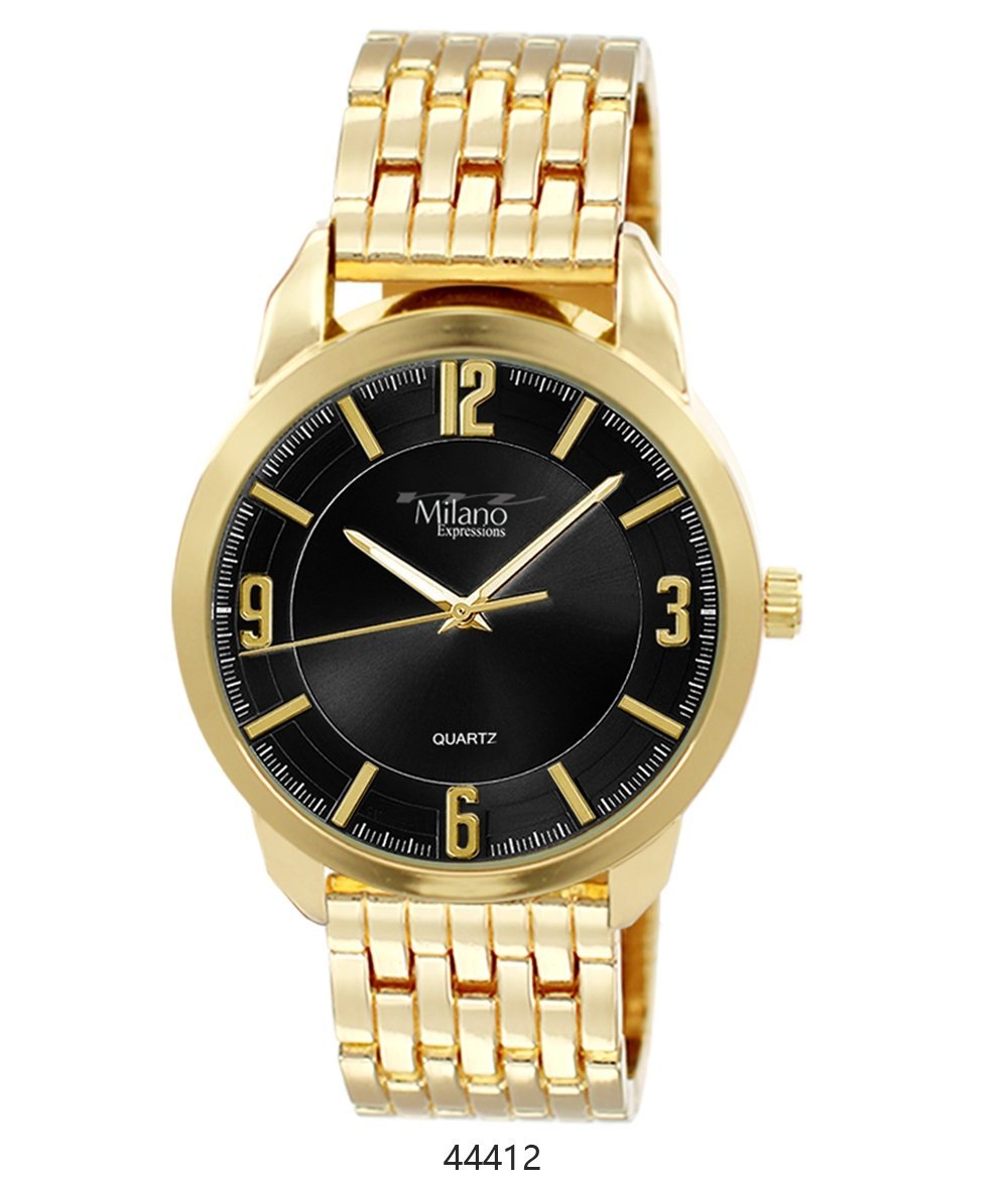 Penalosa Gold Metal Band Watch featuring a sleek black dial and elegant design, perfect for any occasion.