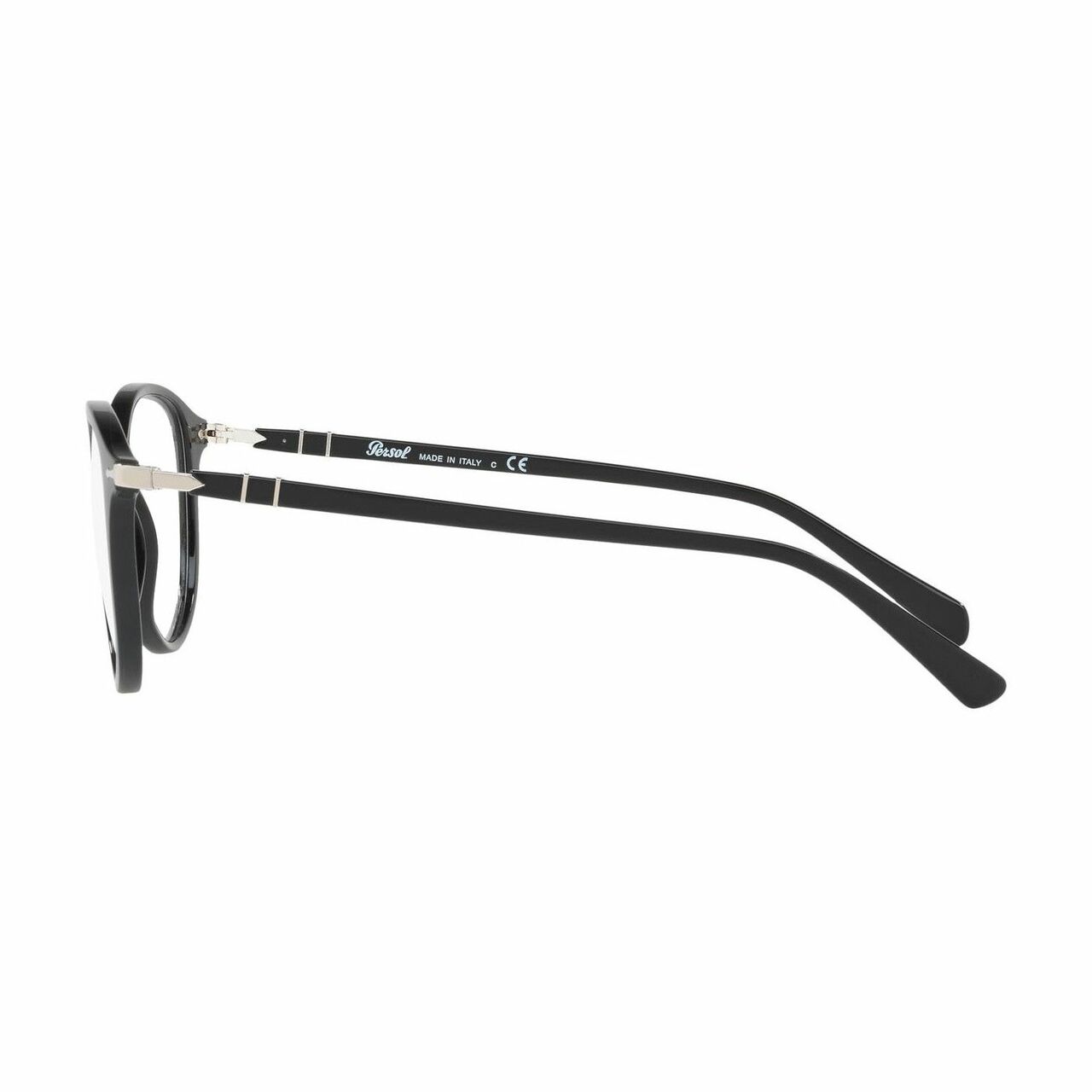 Persol PO3169V-1041 Black Round Men's Plastic Eyeglasses showcasing a stylish full-rim design, ideal for modern men.