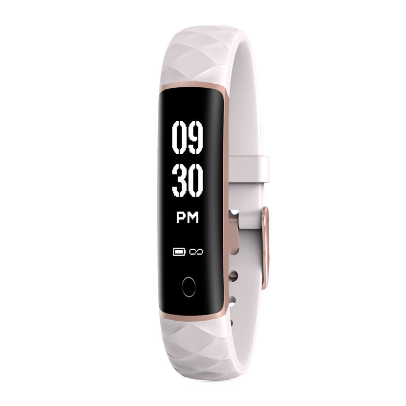 A sleek Phone Message Push Waterproof Smart Bracelet with a vibrant OLED display, showcasing its stylish design and fitness tracking features.