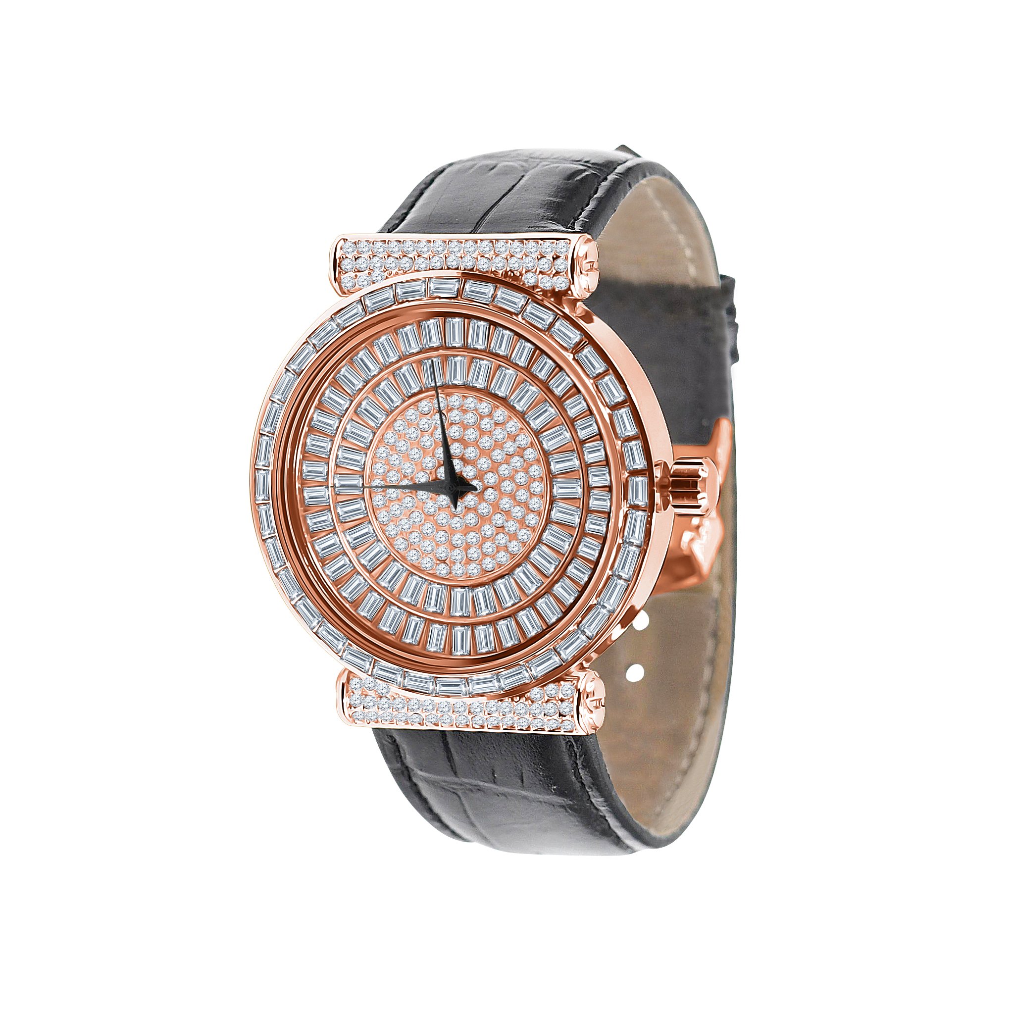 Palatial Bling Leather Watch featuring golden and silver stones with a stylish leather band, showcasing elegance and modern design.