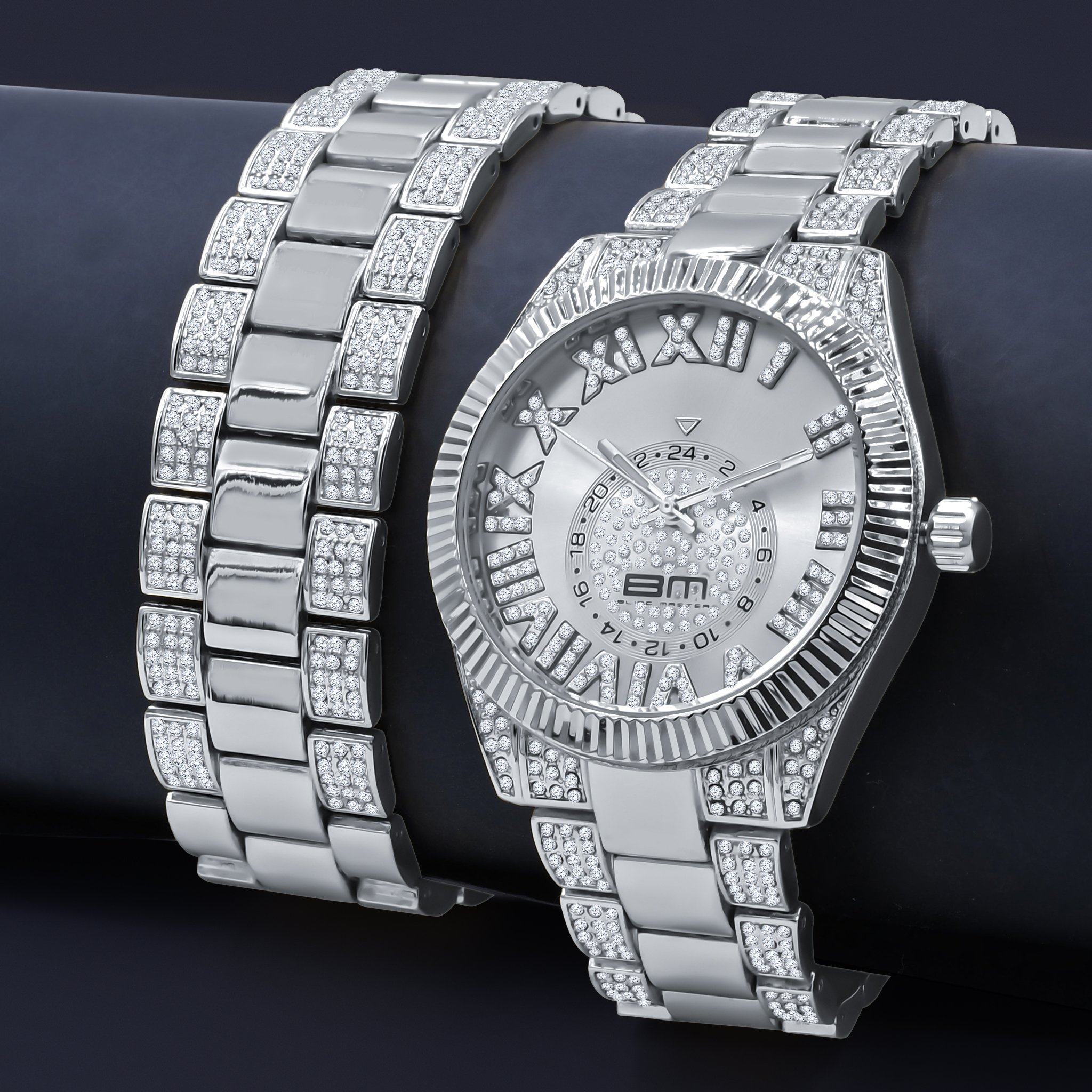 PROTUBERANT Watch Set featuring a cupola appearance crystal and diamantine crystals, showcasing elegance and style.