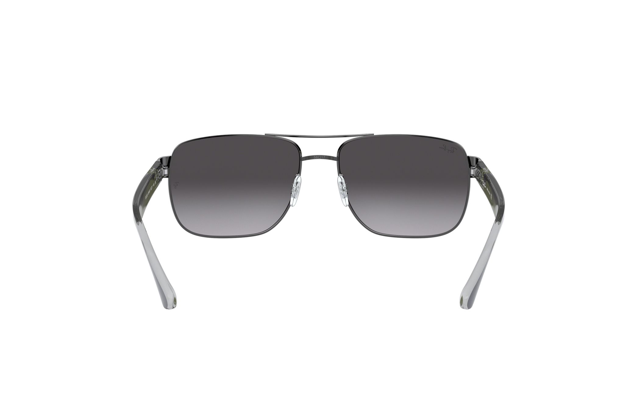 Ray-Ban RB3530-004/8G sunglasses featuring a polished gunmetal square frame and grey lenses, ideal for stylish men.