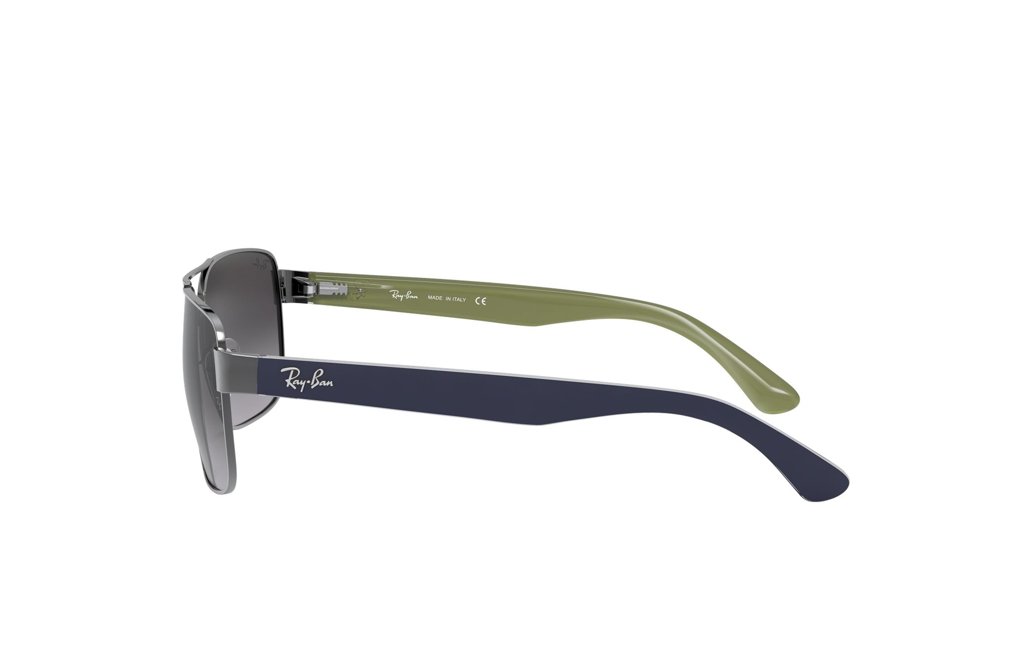 Ray-Ban RB3530-004/8G sunglasses featuring a polished gunmetal square frame and grey lenses, ideal for stylish men.