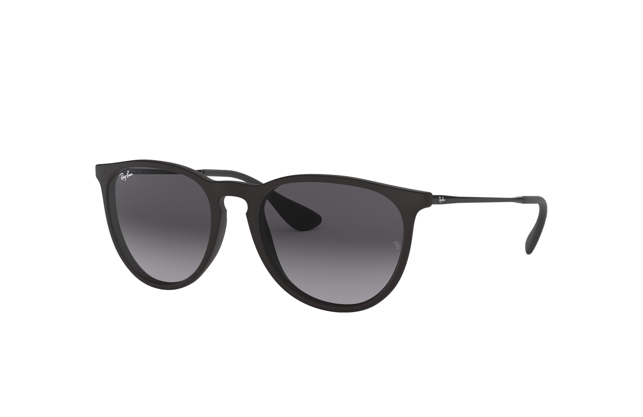 Ray-Ban RB4171F-622/8G Women Erika Classic Matte Black Sunglasses with Grey Lenses, showcasing a stylish Phantos shape.