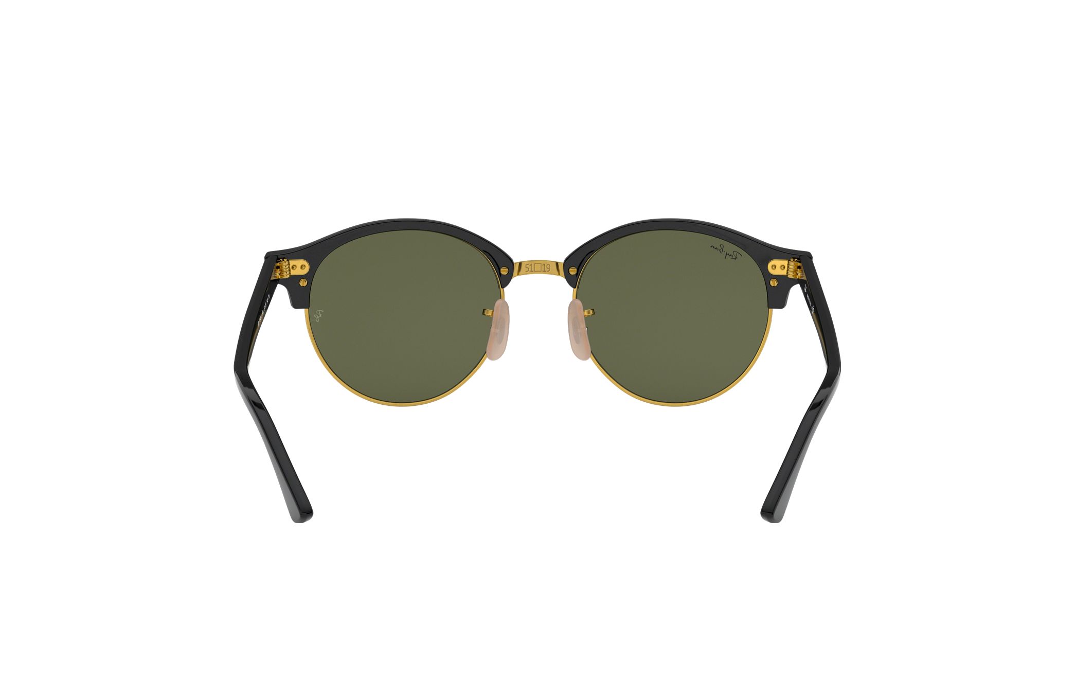 Ray-Ban RB4246F-901 Unisex Clubround Classic Sunglasses with polished black acetate frame and green lenses, stylish and durable.