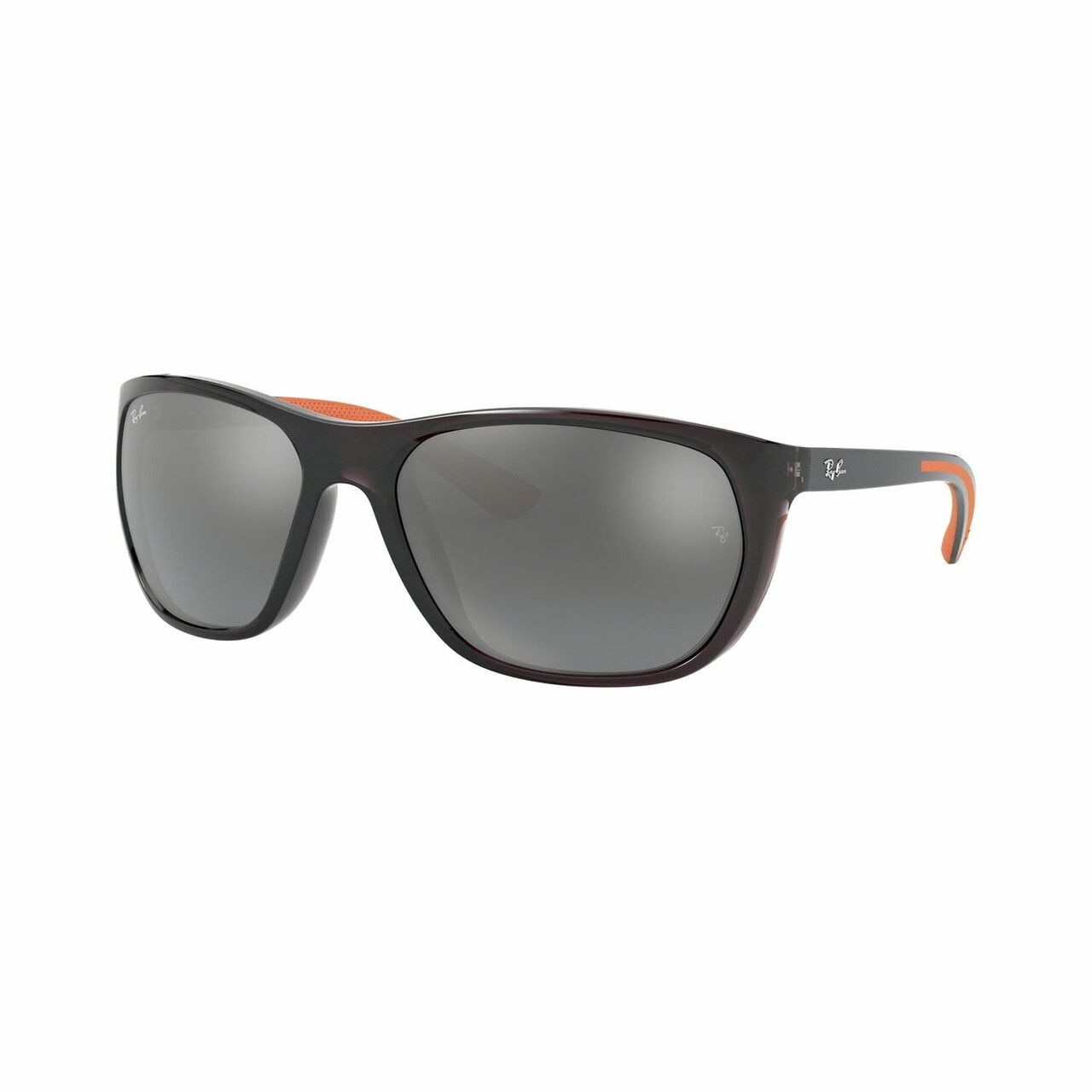 Ray-Ban RB4307-643988 Transparent Grey Square sunglasses with grey gradient mirror lenses, showcasing a stylish design for men.