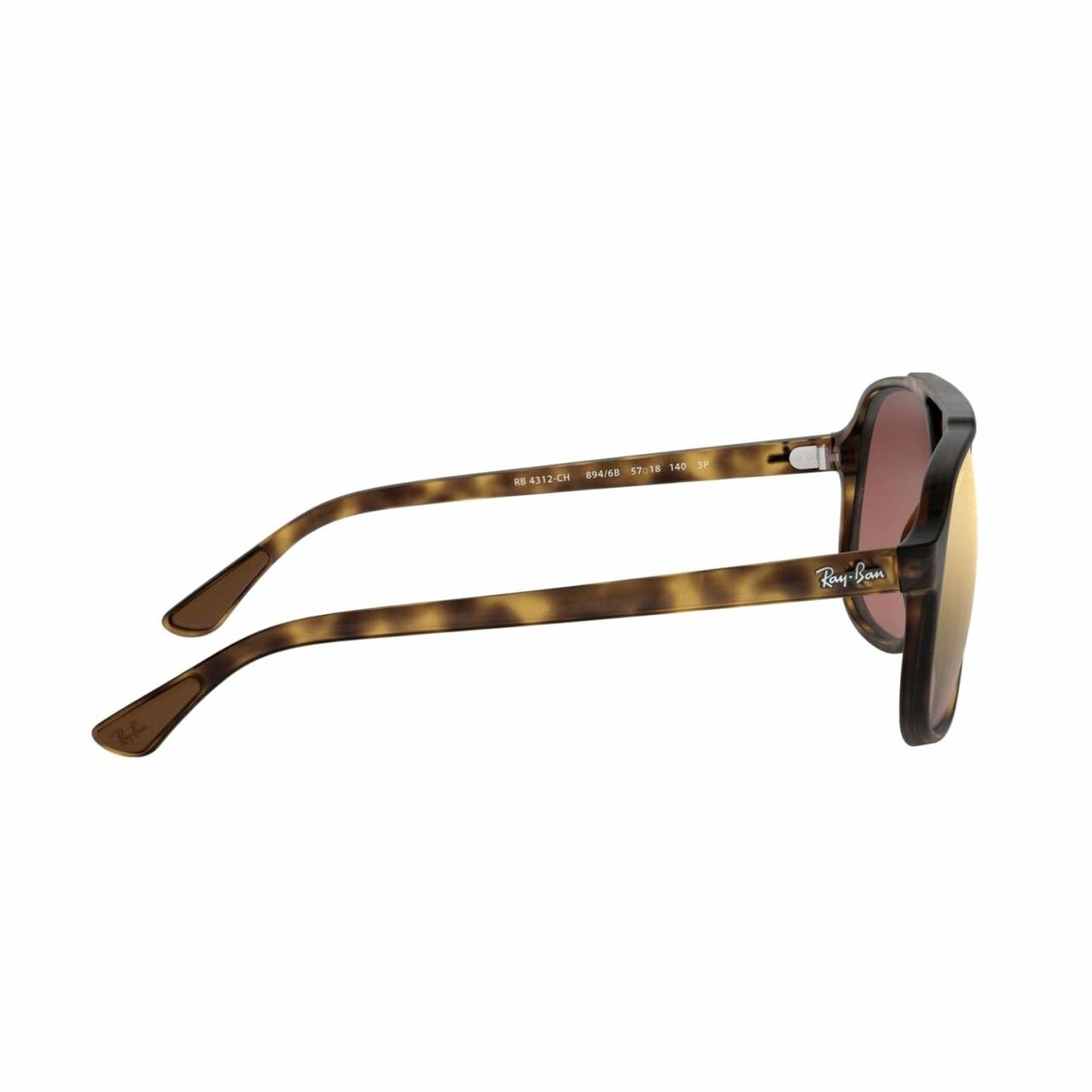 Ray-Ban RB4312CH-894/6B sunglasses featuring a tortoise frame and purple mirror Chromance lenses, ideal for stylish men.