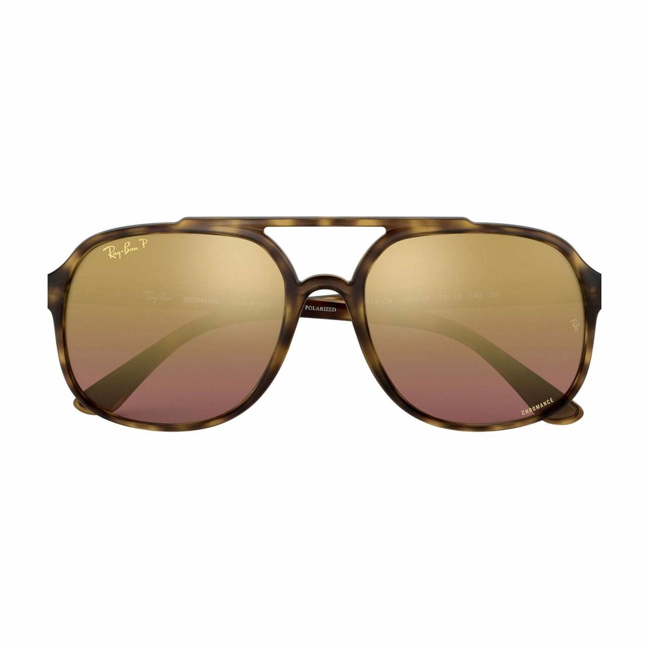 Ray-Ban RB4312CH-894/6B sunglasses featuring a tortoise frame and purple mirror Chromance lenses, ideal for stylish men.