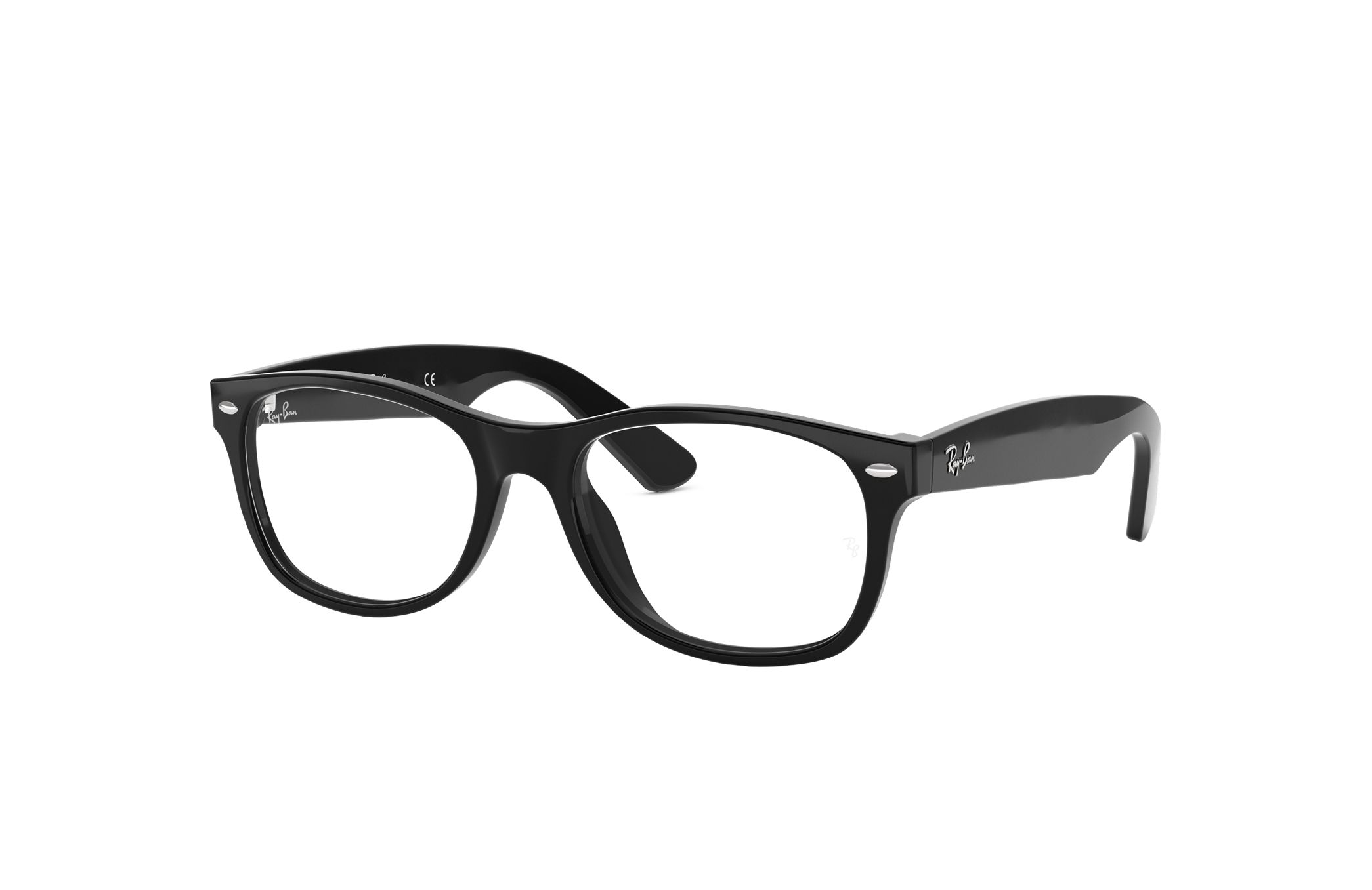 Ray-Ban RB5184F-2000 Gloss Black Square Optical Eyeglasses with 52mm lens, showcasing a stylish acetate frame.