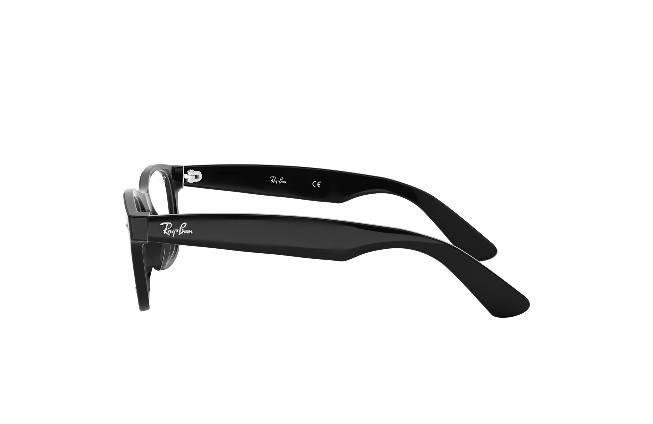 Ray-Ban RB5184F-2000 Gloss Black Square Optical Eyeglasses with 52mm lens, showcasing a stylish acetate frame.