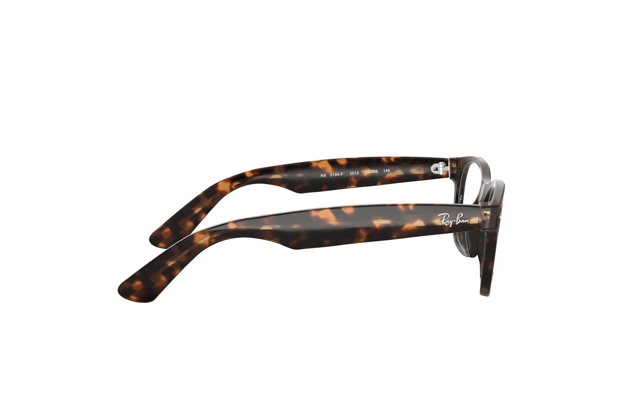 Ray-Ban RB5184F-2012 Gloss Tortoise Square Optical Eyeglasses with 52mm lens, featuring a stylish tortoise shell frame.