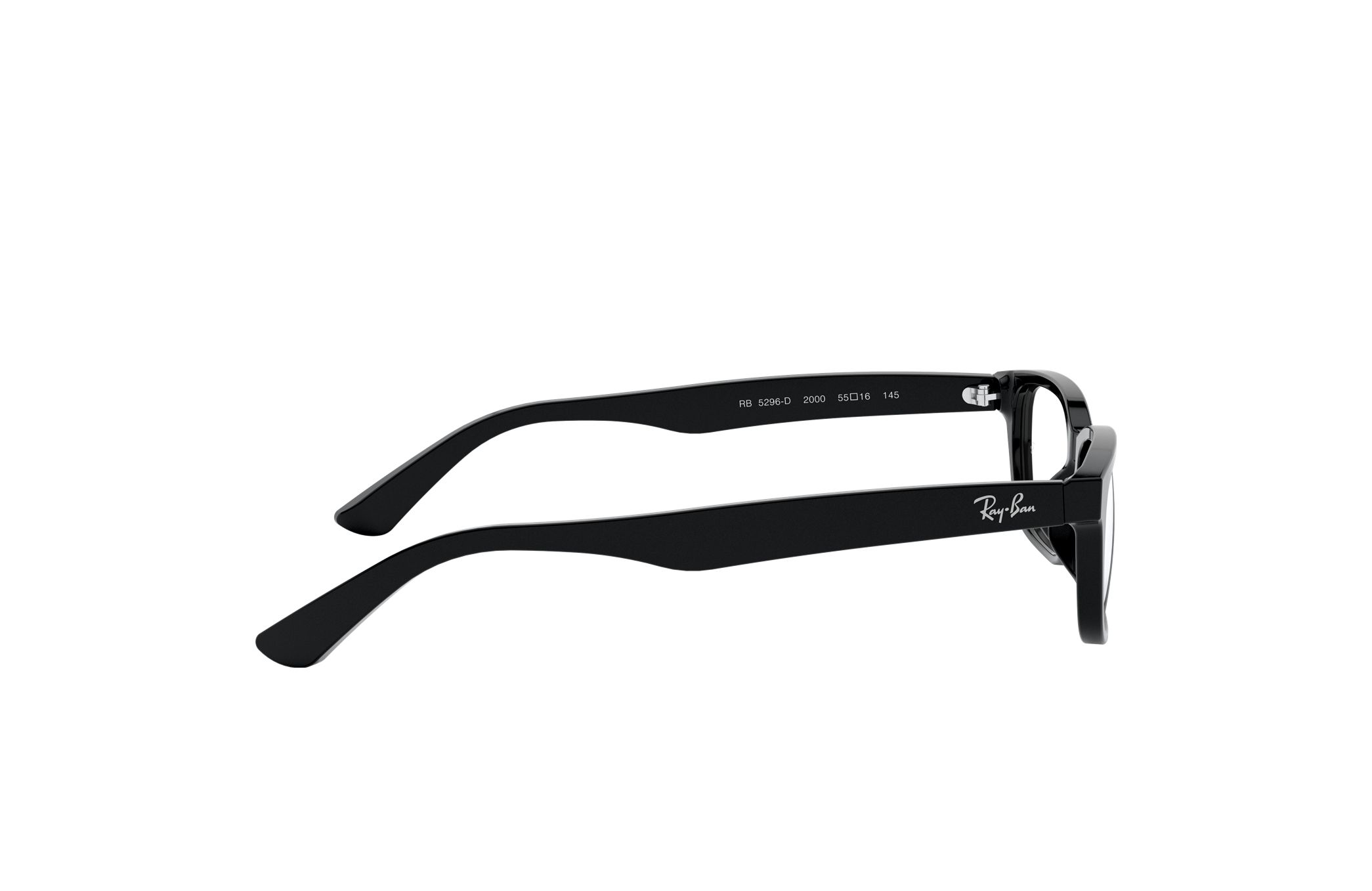 Ray-Ban RB5296D-2000 Gloss Black Rectangle Acetate Optical Eyeglasses with a sleek design and comfortable fit.