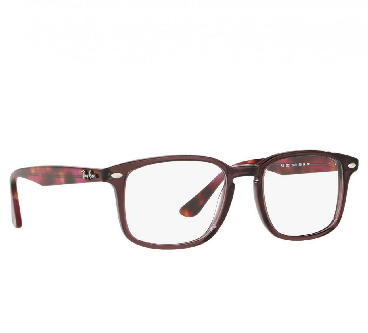 Ray-Ban RB5353-5628 Full Rim Brown Tortoise Eyeglasses showcasing a stylish acetate frame with square lenses.