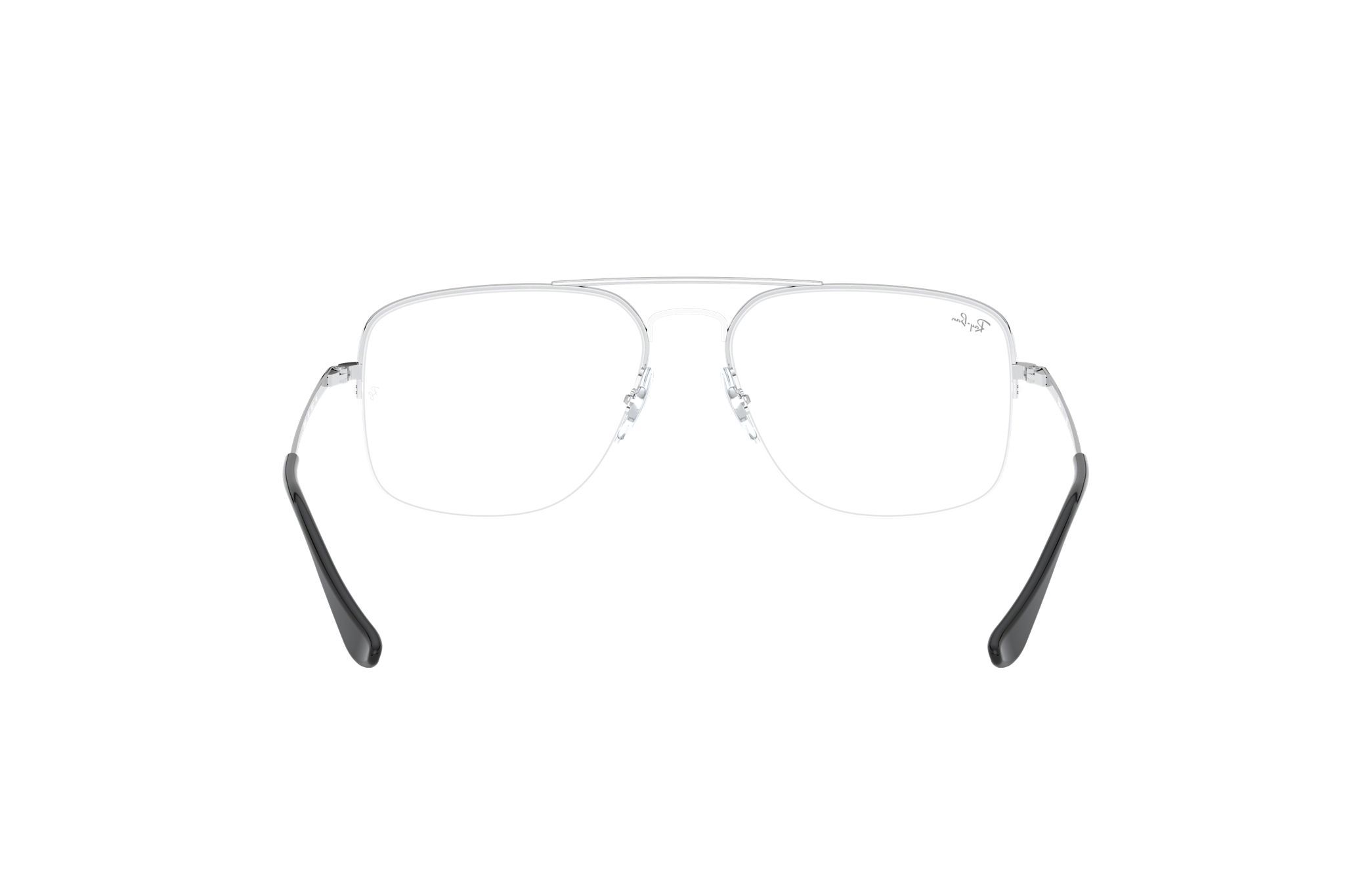 Ray-Ban RB6441-2501 Polished Silver Square 56mm Lens Optical Eyeglasses Frame with case and cleaning cloth.