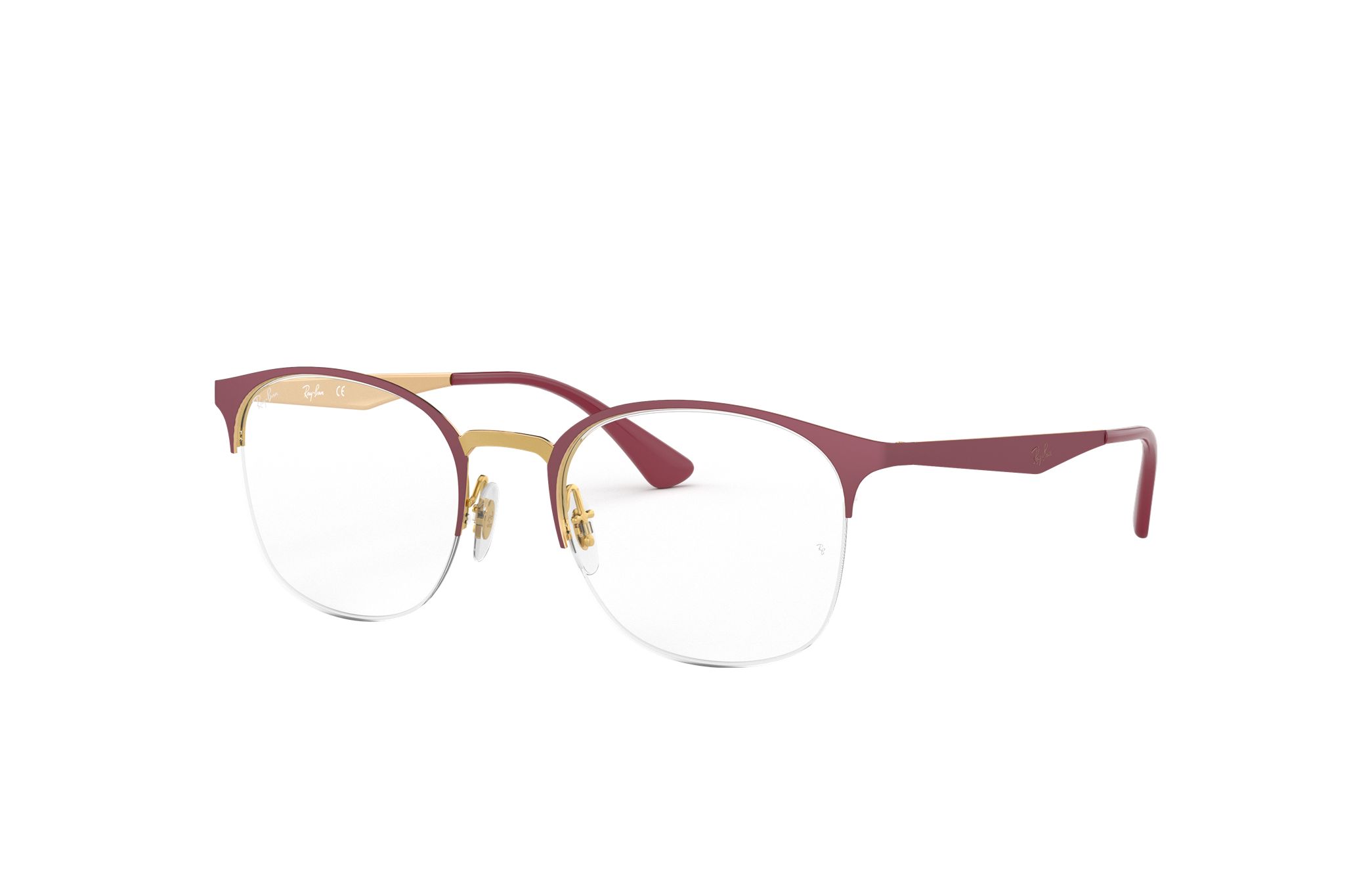 Ray-Ban RB6422-3007 Matte Bordeaux Phantos Optical Eyeglasses with 51mm lens, showcasing a modern design and durable metal frame.