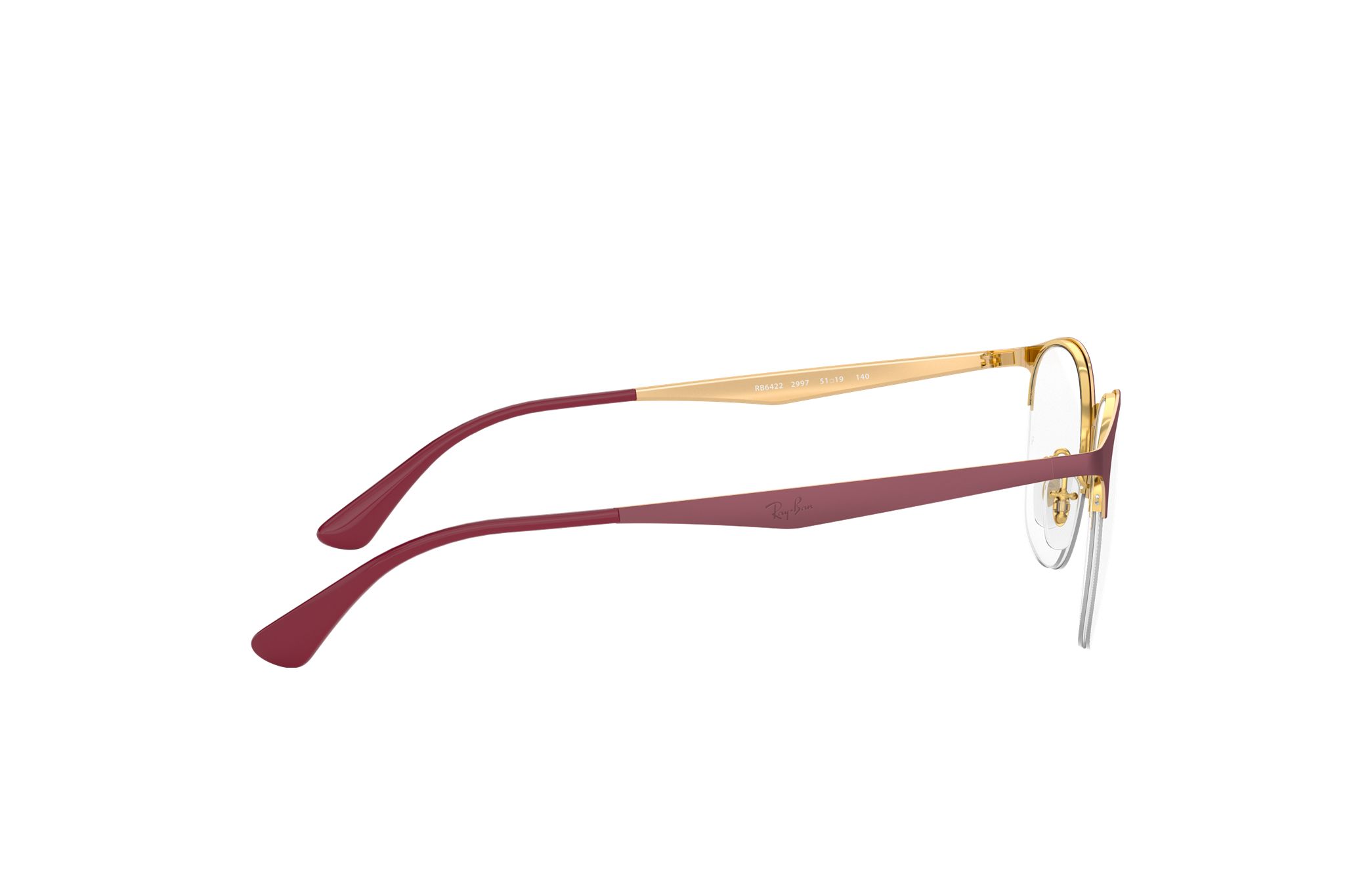 Ray-Ban RB6422-3007 Matte Bordeaux Phantos Optical Eyeglasses with 51mm lens, showcasing a modern design and durable metal frame.