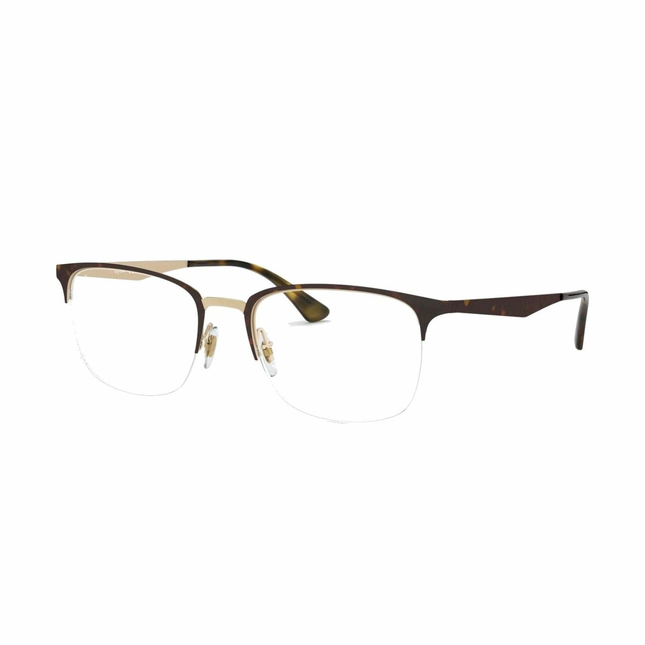 Ray-Ban RB6433-3001 Tortoise Gold Square Women's Metal Eyeglasses displayed elegantly with a stylish case.