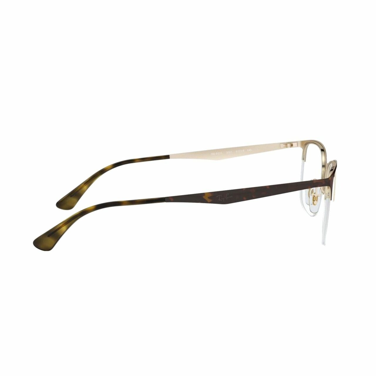 Ray-Ban RB6433-3001 Tortoise Gold Square Women's Metal Eyeglasses displayed elegantly with a stylish case.