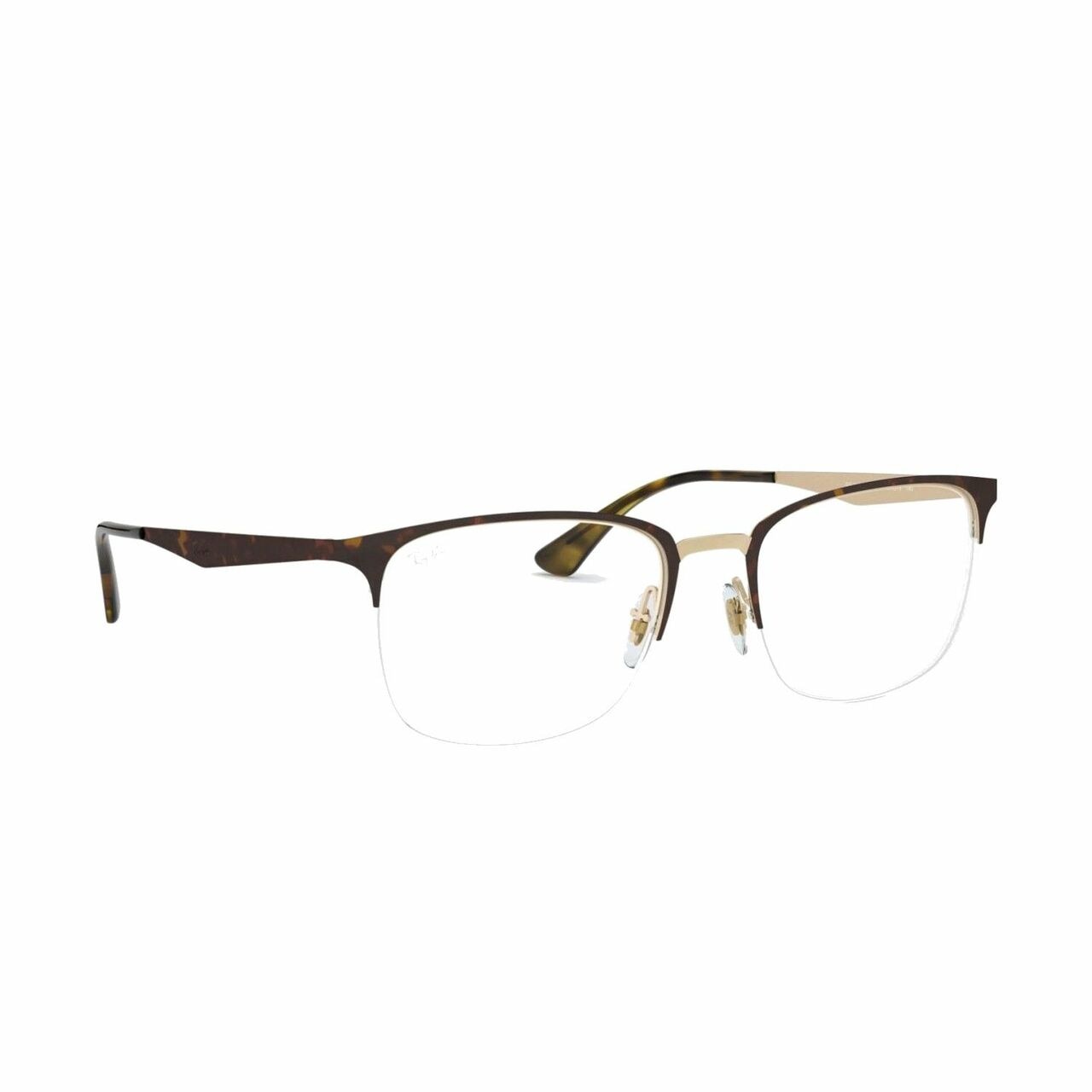 Ray-Ban RB6433-3001 Tortoise Gold Square Women's Metal Eyeglasses displayed elegantly with a stylish case.