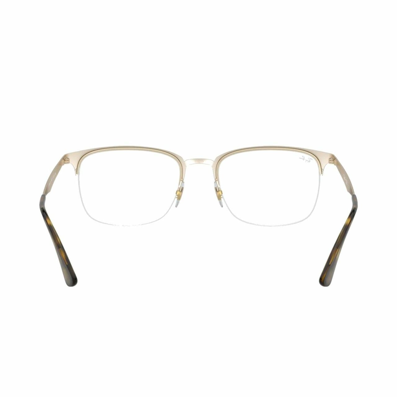 Ray-Ban RB6433-3001 Tortoise Gold Square Women's Metal Eyeglasses displayed elegantly with a stylish case.