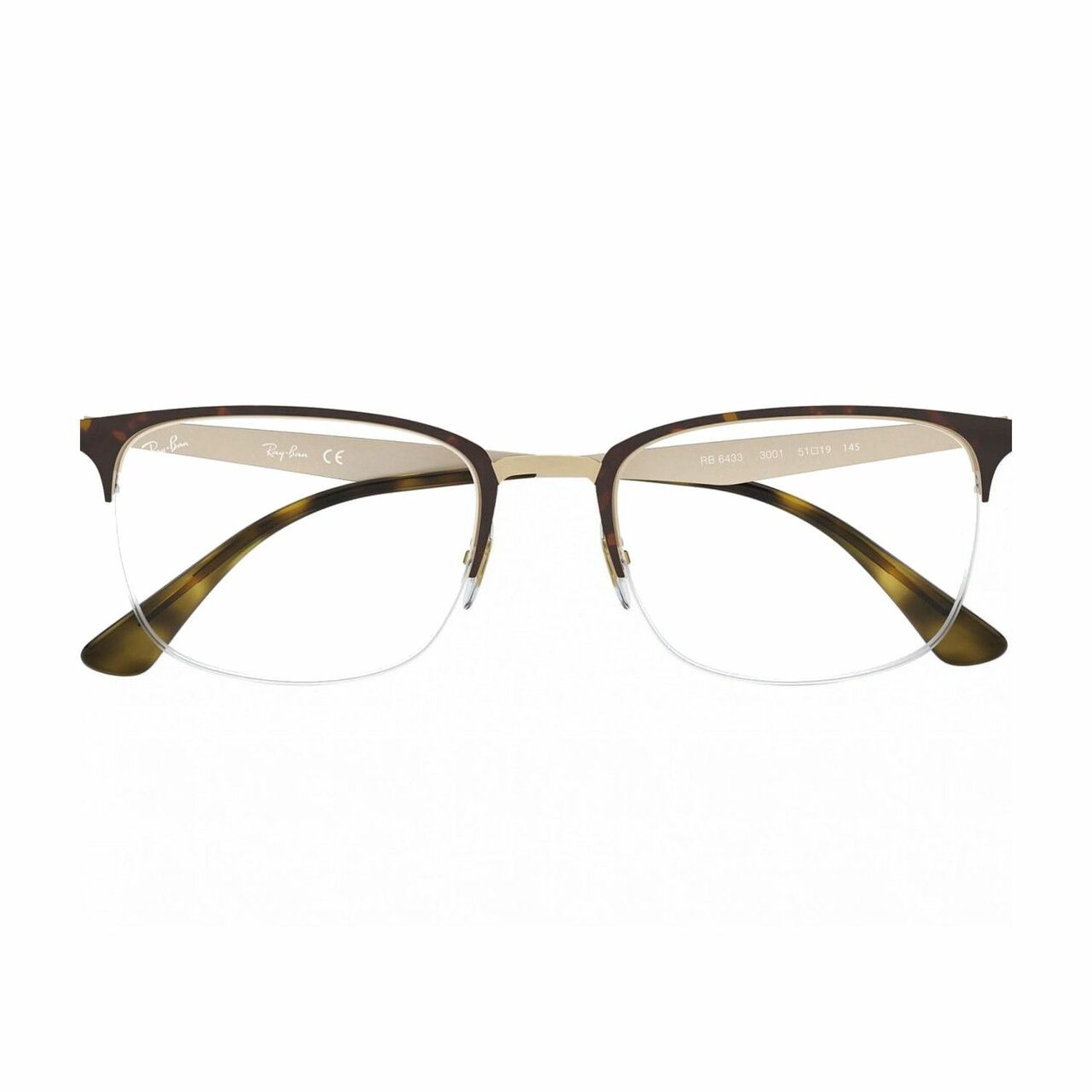 Ray-Ban RB6433-3001 Tortoise Gold Square Women's Metal Eyeglasses displayed elegantly with a stylish case.