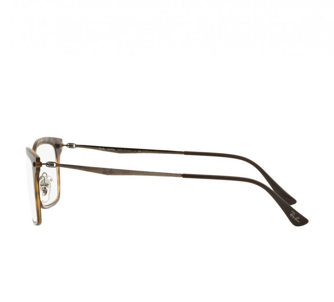 Ray-Ban RB7039-5200 eyeglasses featuring a tortoise and gunmetal design, made from LightRay Titanium.