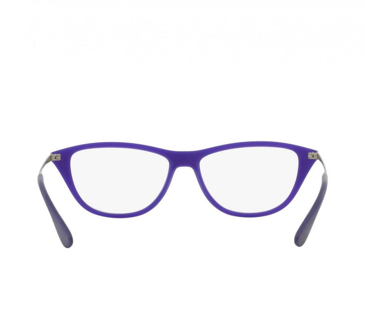 Ray-Ban RB7042-5470 Violet Full Rim Cat Eye Plastic Eyeglasses displayed with a stylish case.