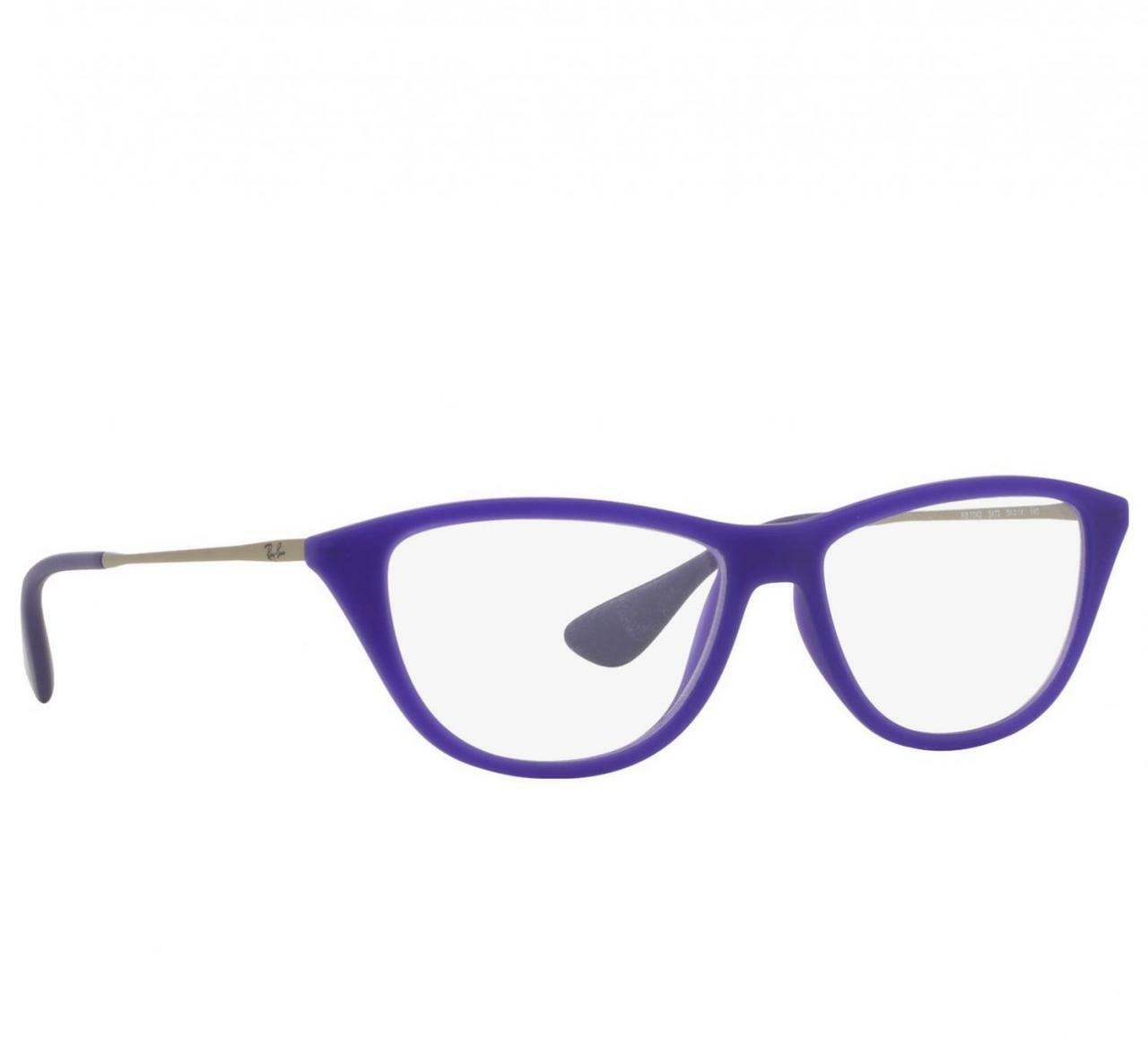 Ray-Ban RB7042-5470 Violet Full Rim Cat Eye Plastic Eyeglasses displayed with a stylish case.