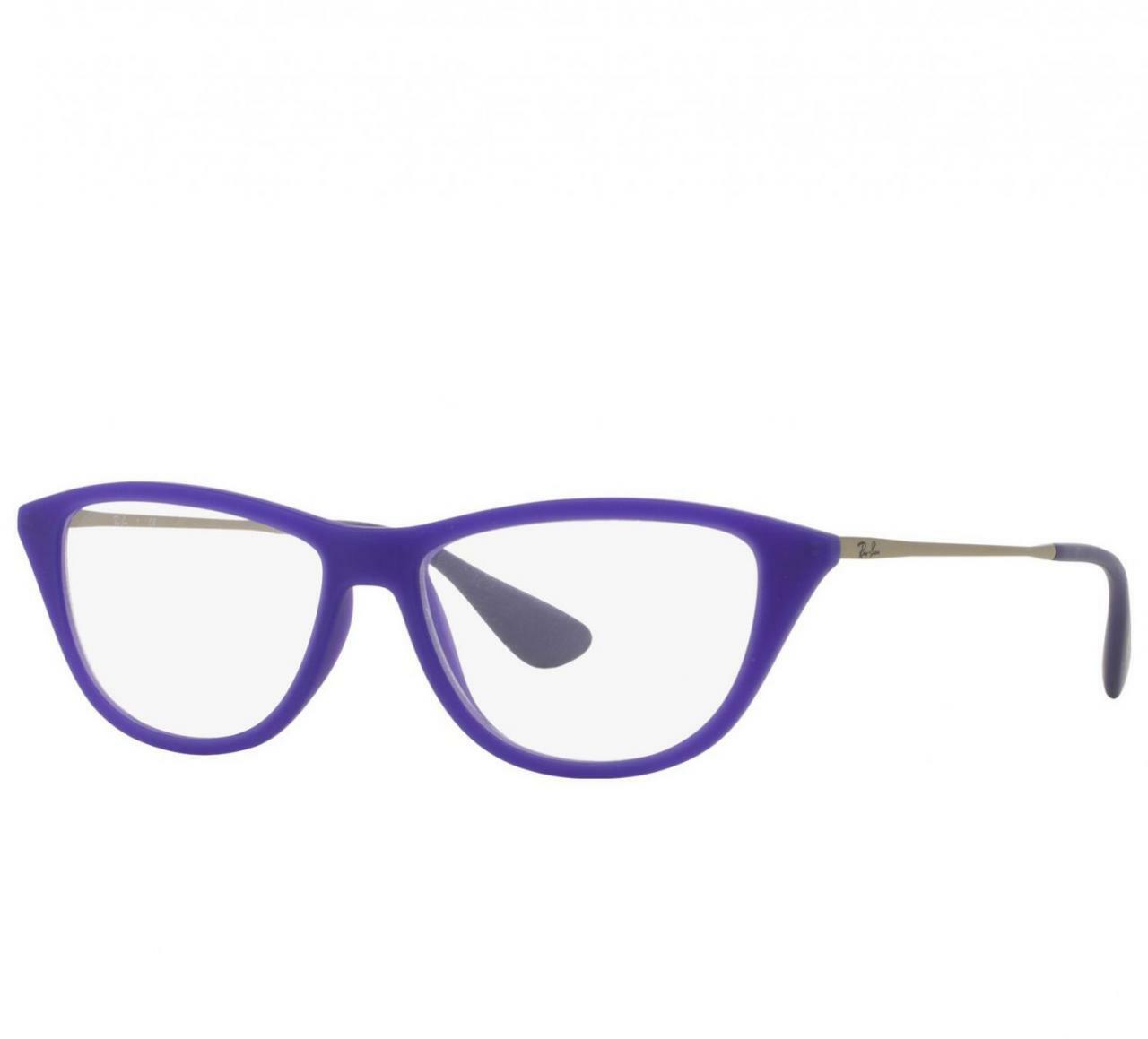 Ray-Ban RB7042-5470 Violet Full Rim Cat Eye Plastic Eyeglasses displayed with a stylish case.