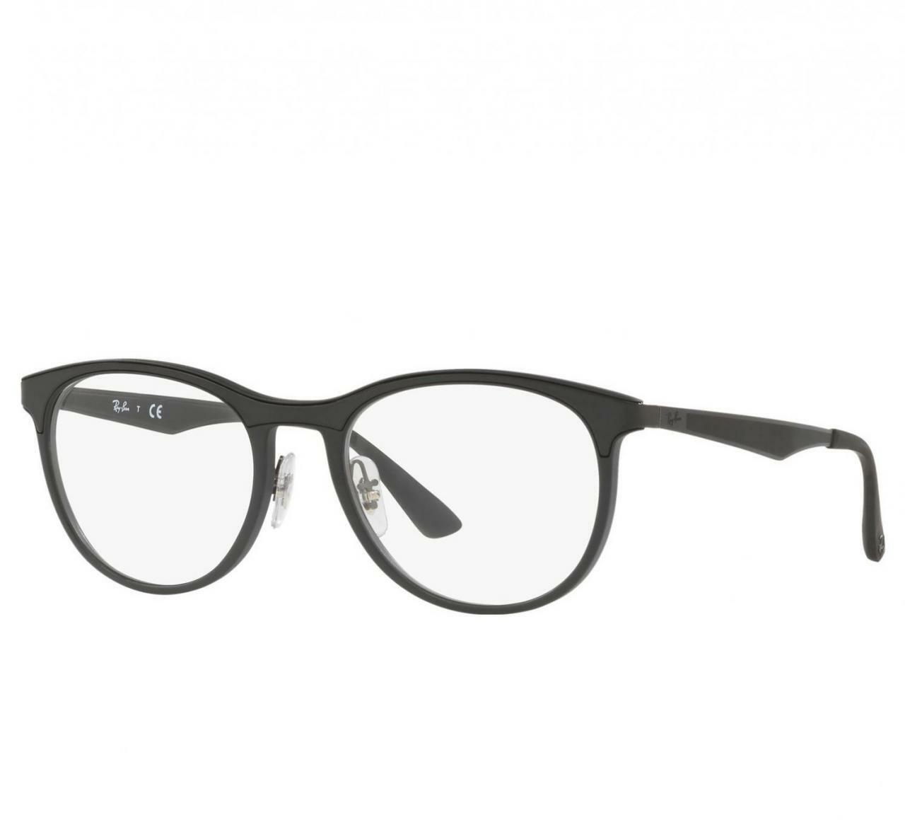 Ray-Ban RB7116-5196 Black Round Men's Nylon Eyeglasses with full-rim design and demo lenses, perfect for stylish men.