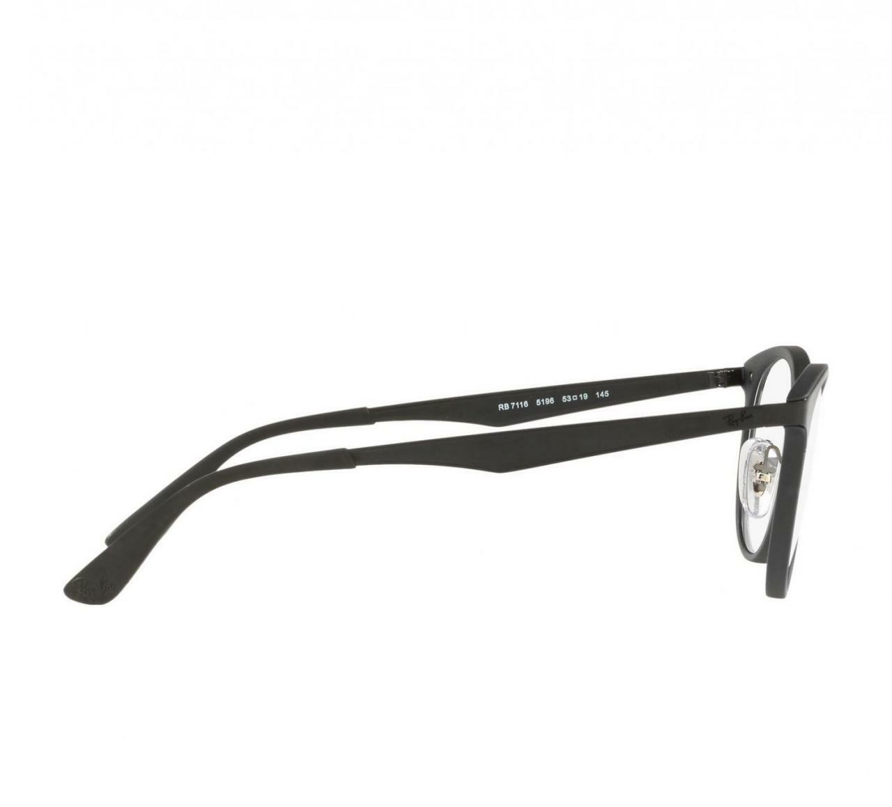 Ray-Ban RB7116-5196 Black Round Men's Nylon Eyeglasses with full-rim design and demo lenses, perfect for stylish men.